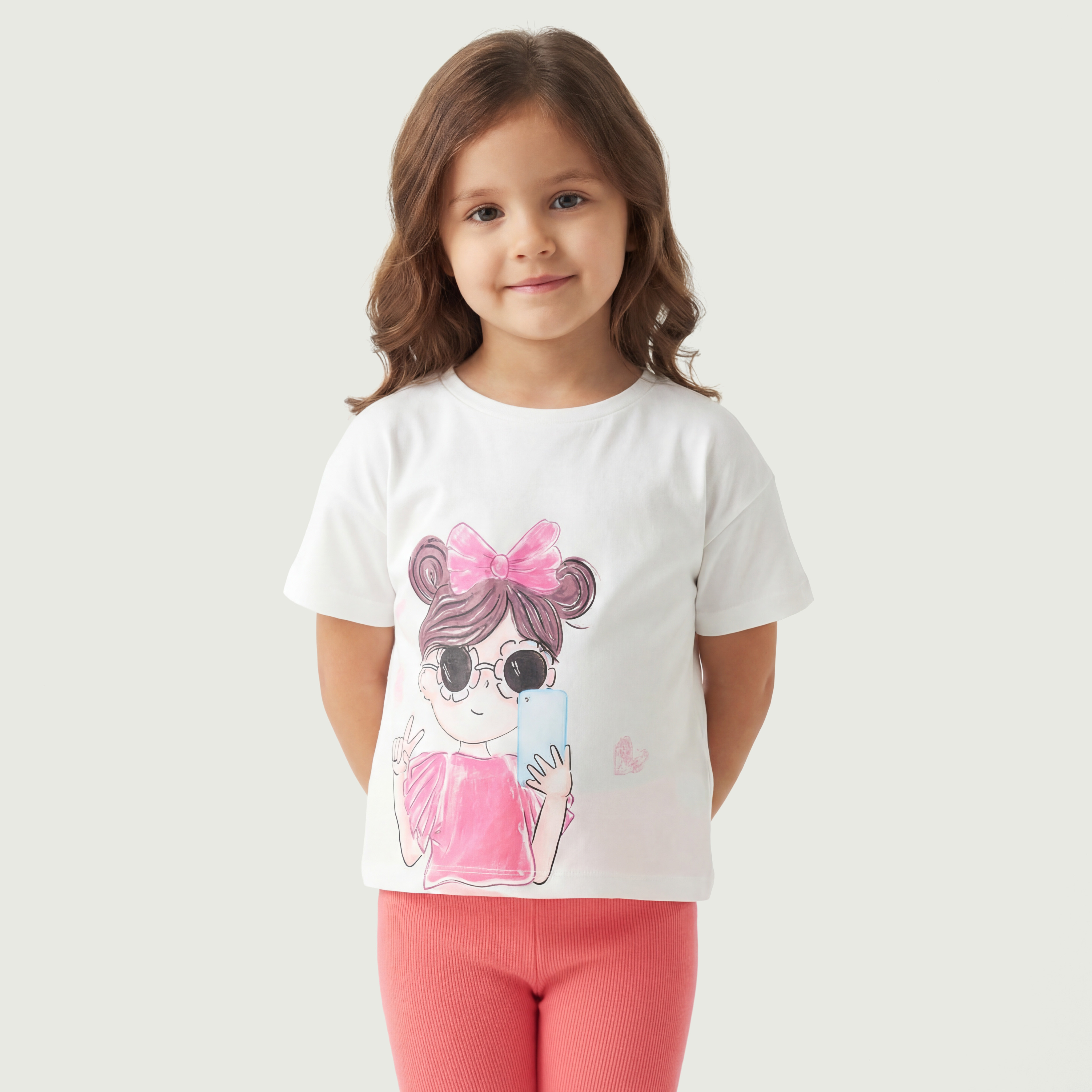 Juniors Crew Neck Short Sleeves T-shirt with Graphic Print-girls-clothing-tshirts-image-1