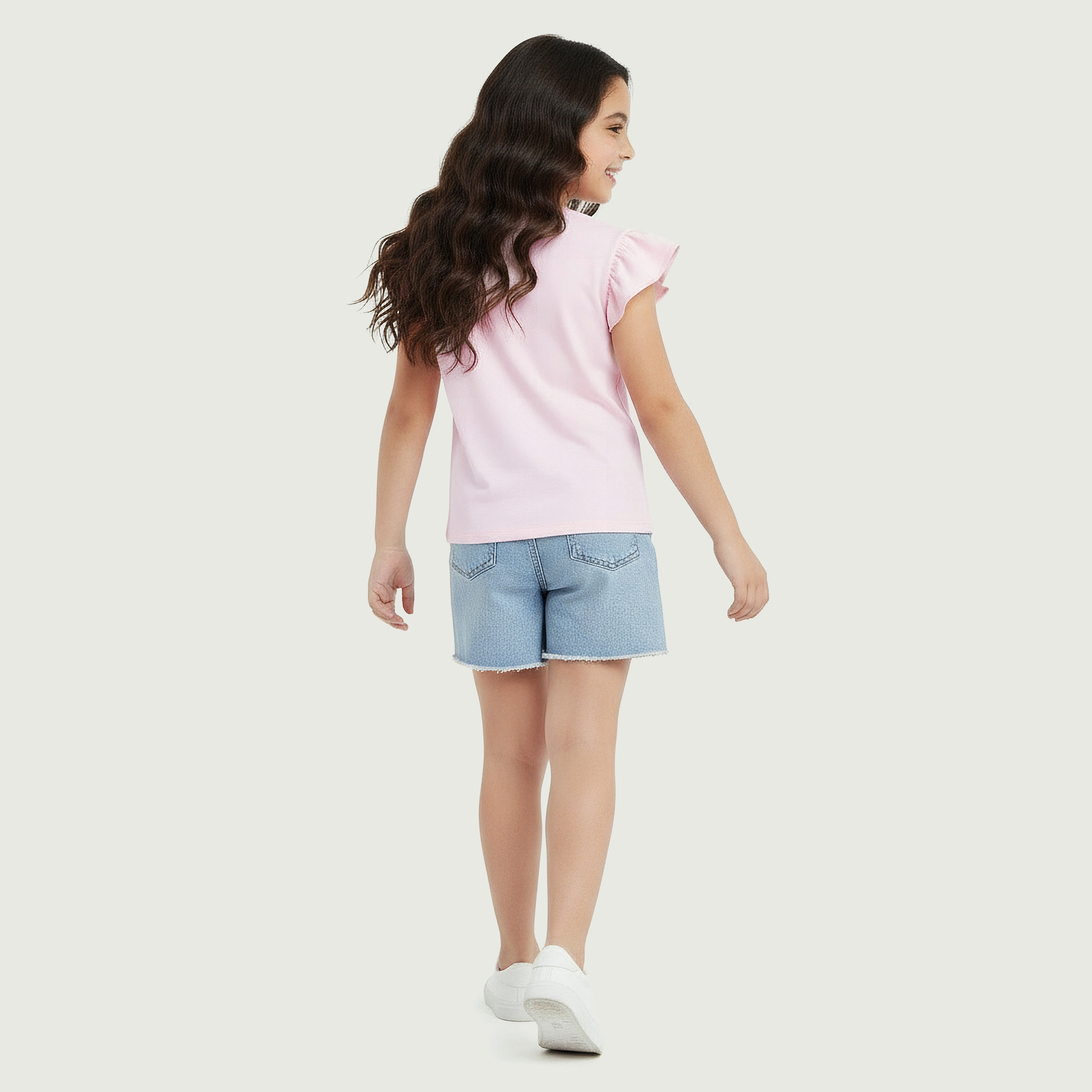 Juniors Crew Neck Short Sleeves T-shirt with Graphic Print-girls-clothing-tshirts-image-3