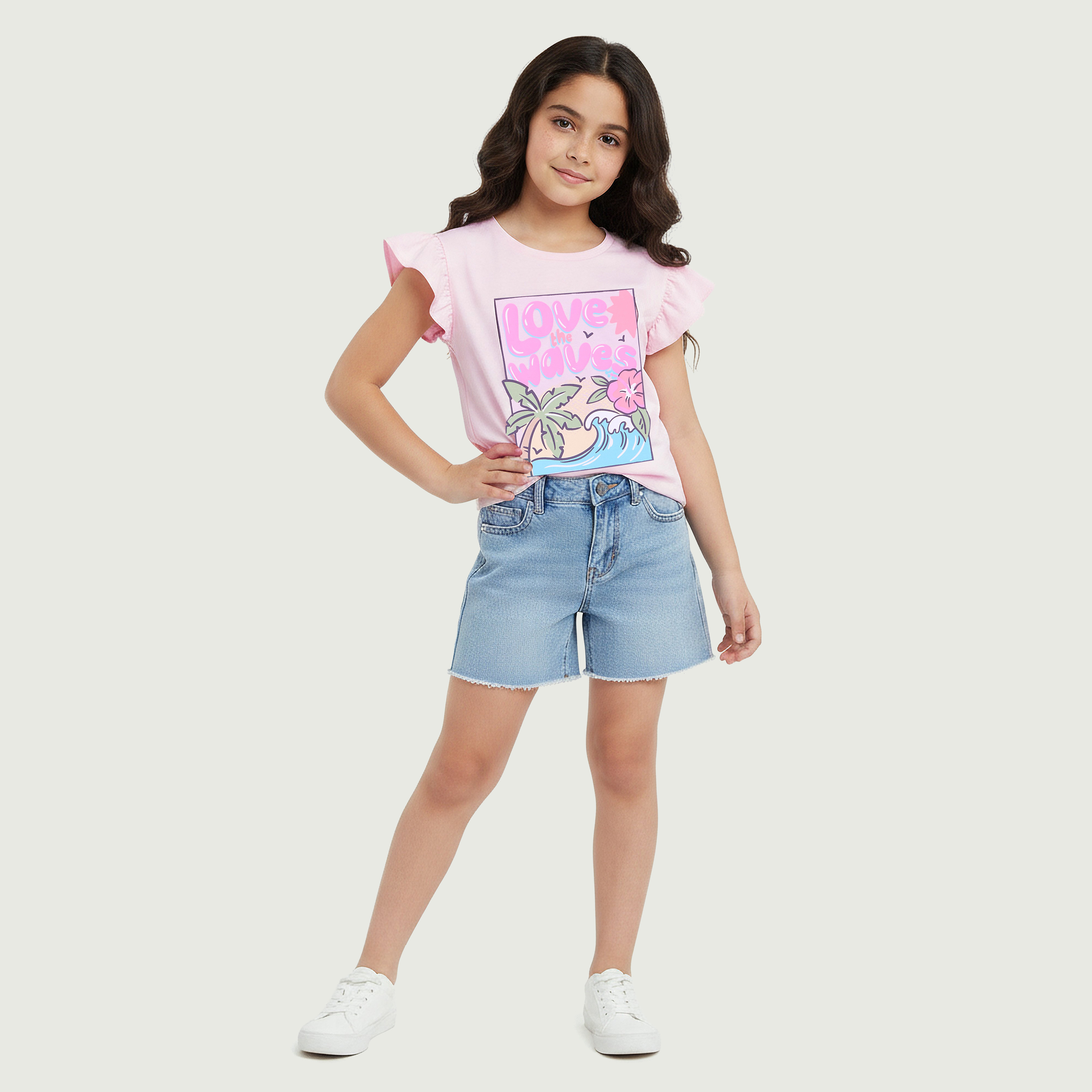 Juniors Crew Neck Short Sleeves T-shirt with Graphic Print-girls-clothing-tshirts-image-5