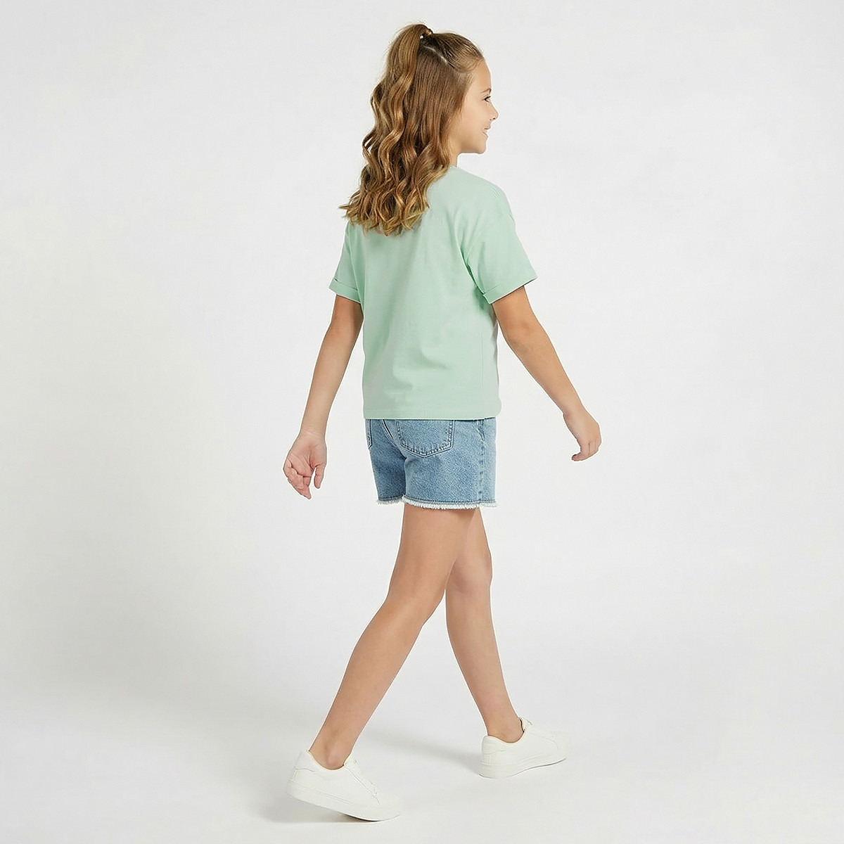 Juniors Crew Neck Short Sleeve T-shirt with Bunny Print-girls-clothing-tshirts-image-3