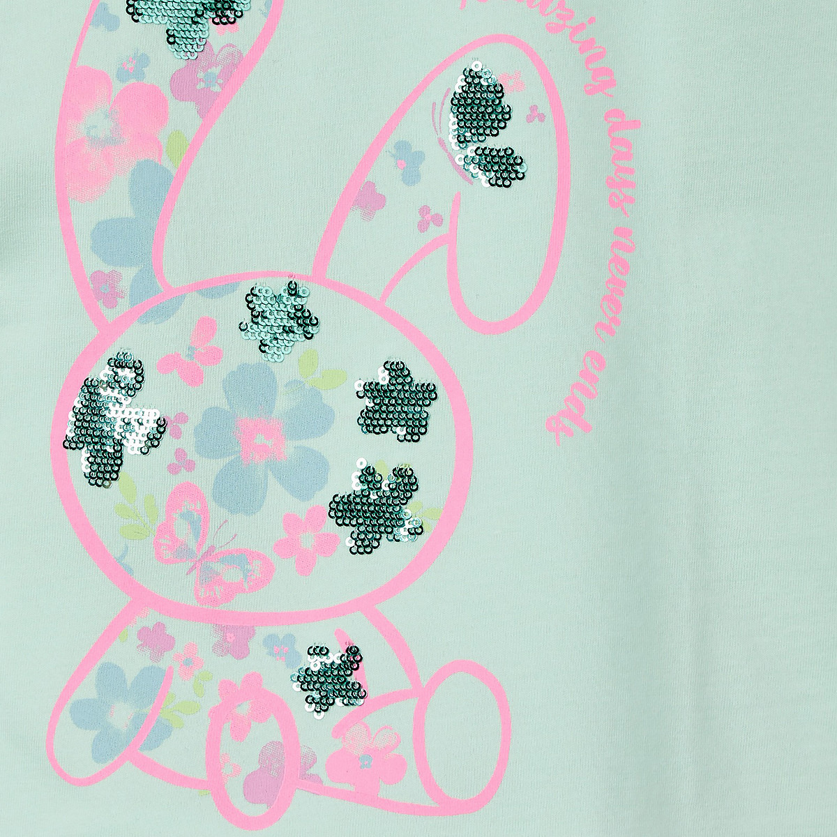Juniors Crew Neck Short Sleeve T-shirt with Bunny Print-girls-clothing-tshirts-image-4