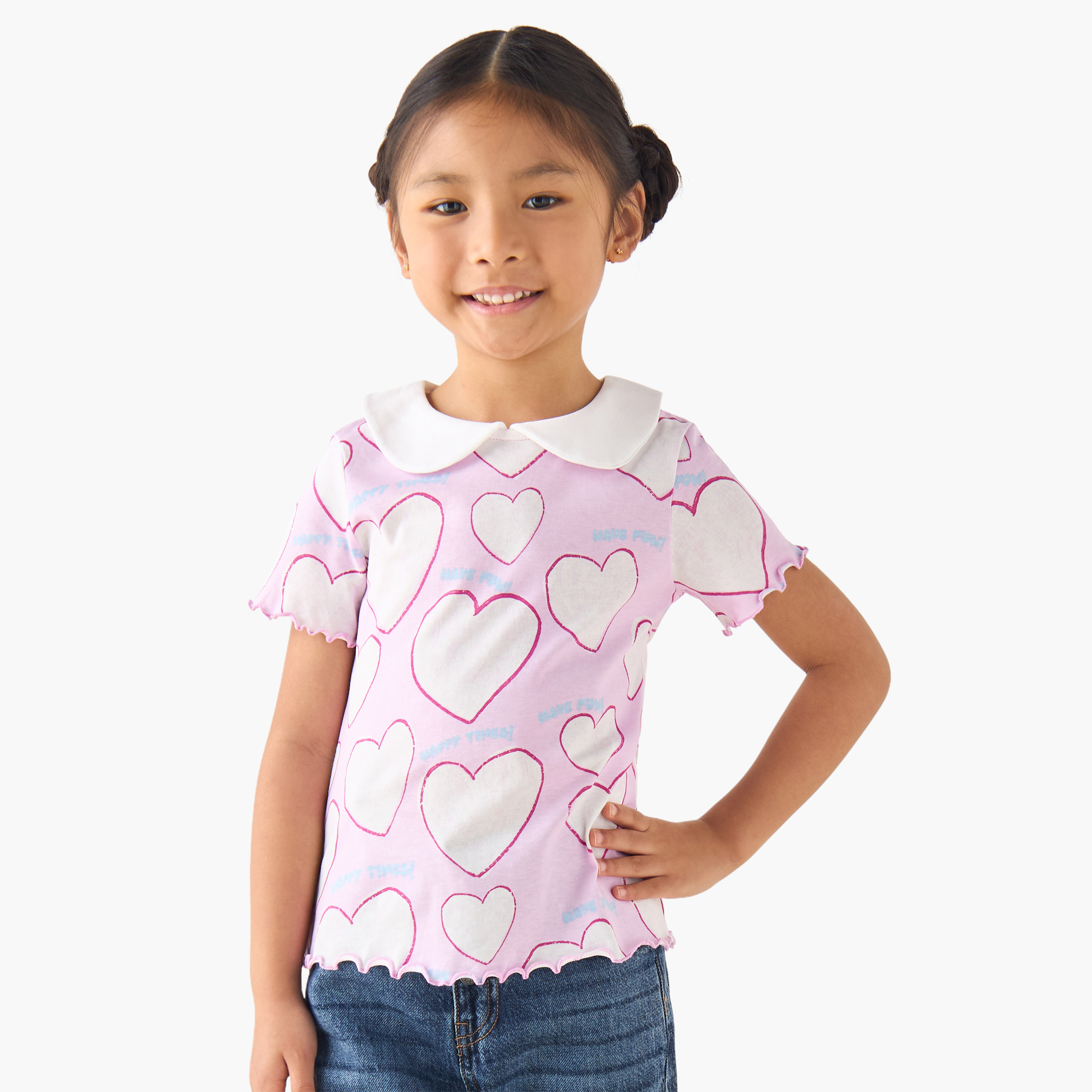Set of 2 Juniors Short Sleeves T-shirt with Assorted Print-girls-clothing-tshirts-image-1