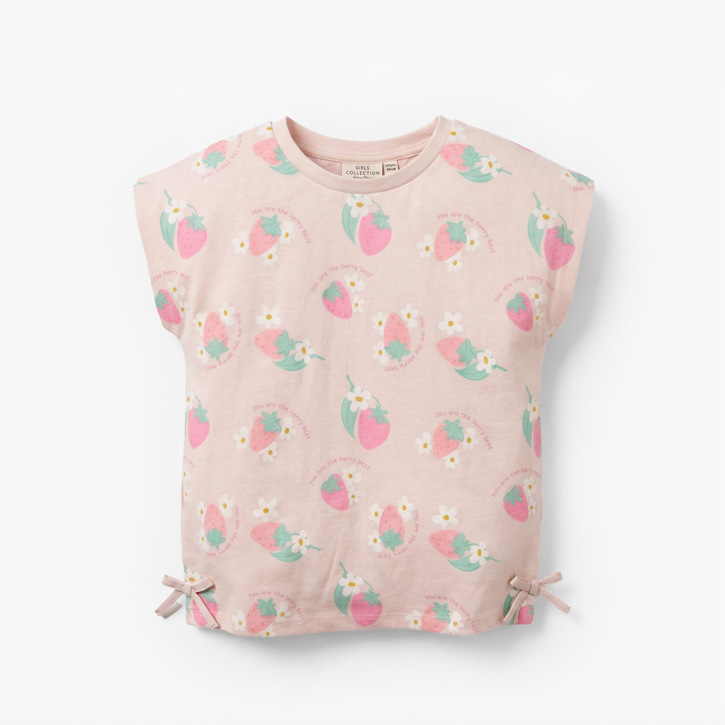 Pack of 2 Juniors Round Neck Short Sleeve T-shirt with Strawberry Print-girls-clothing-tshirts-image-3