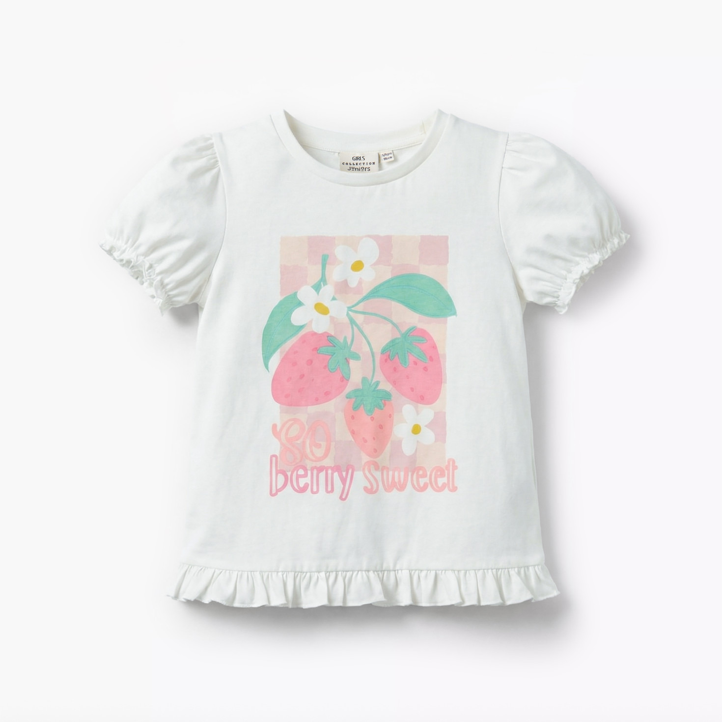 Pack of 2 Juniors Round Neck Short Sleeve T-shirt with Strawberry Print-girls-clothing-tshirts-image-4
