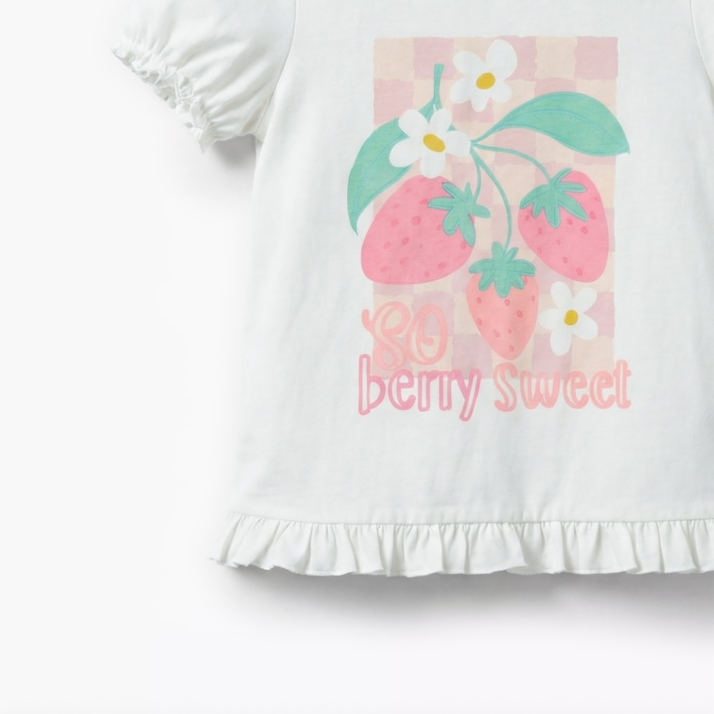 Pack of 2 Juniors Round Neck Short Sleeve T-shirt with Strawberry Print-girls-clothing-tshirts-image-7