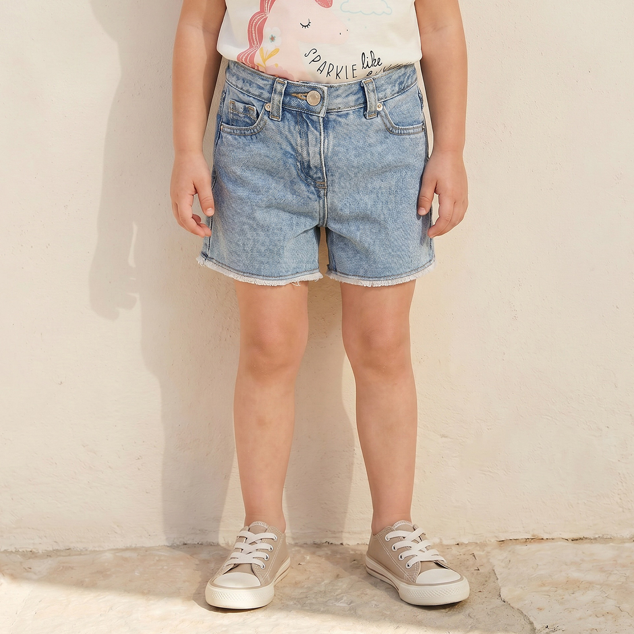 Juniors Crew Neck Short Sleeves Top with Unicorn Print-girls-clothing-tshirts-image-3
