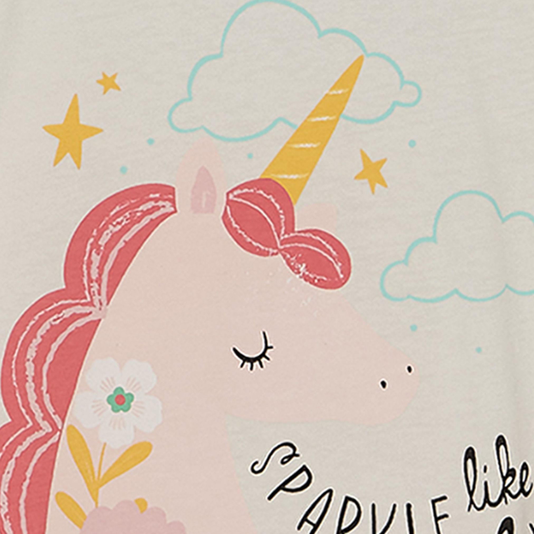 Juniors Crew Neck Short Sleeves Top with Unicorn Print-girls-clothing-tshirts-image-5