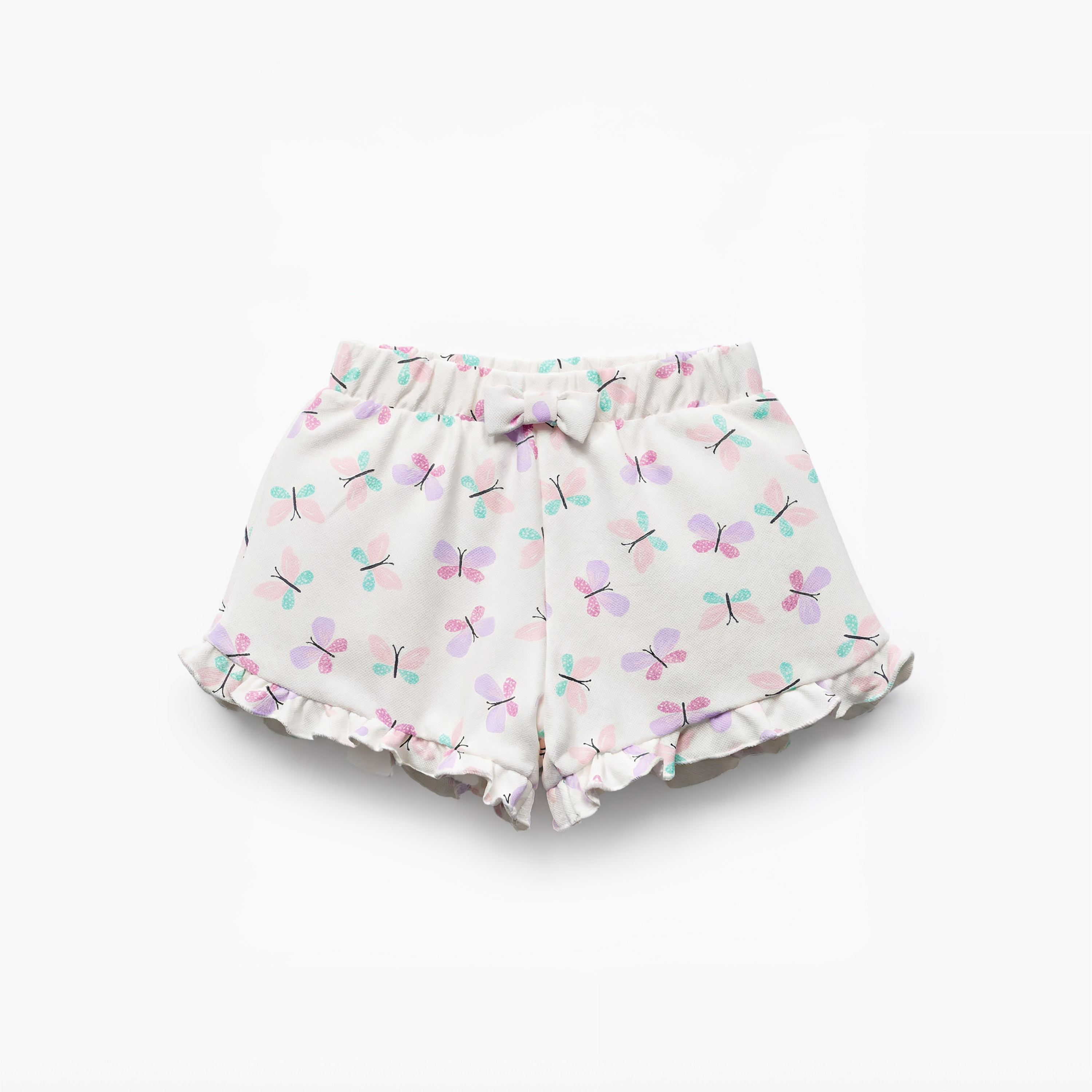 Juniors Elasticated Waist Shorts with Butterfly Print-girls-clothing-bottoms-shorts-image-2