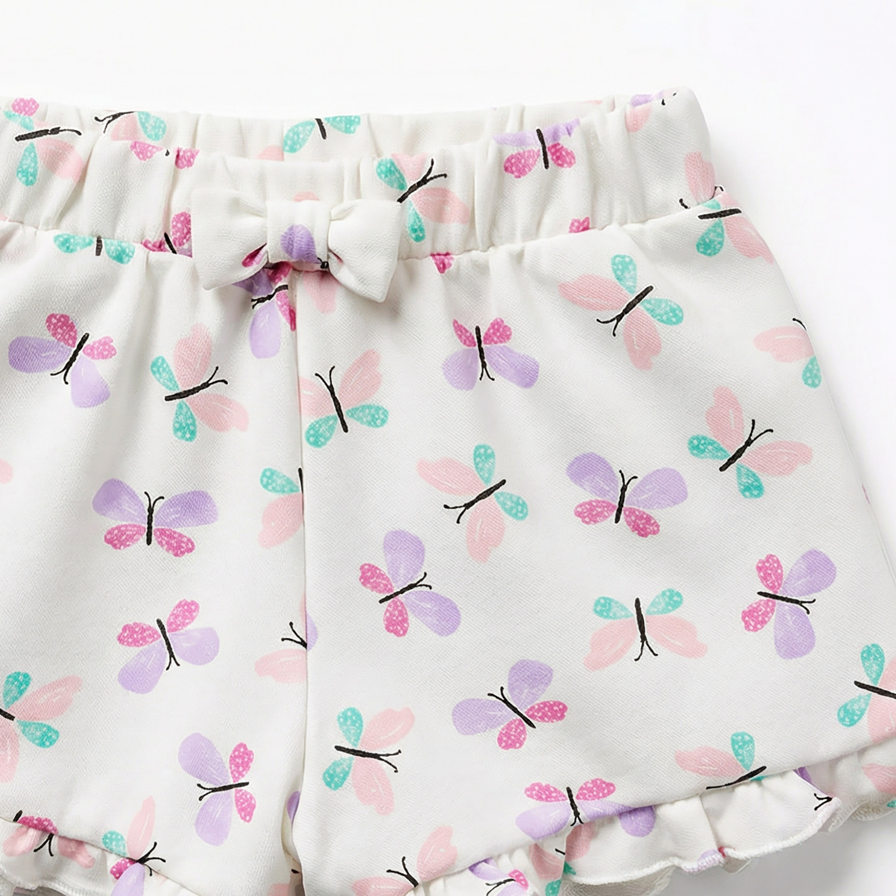 Juniors Elasticated Waist Shorts with Butterfly Print-girls-clothing-bottoms-shorts-image-4