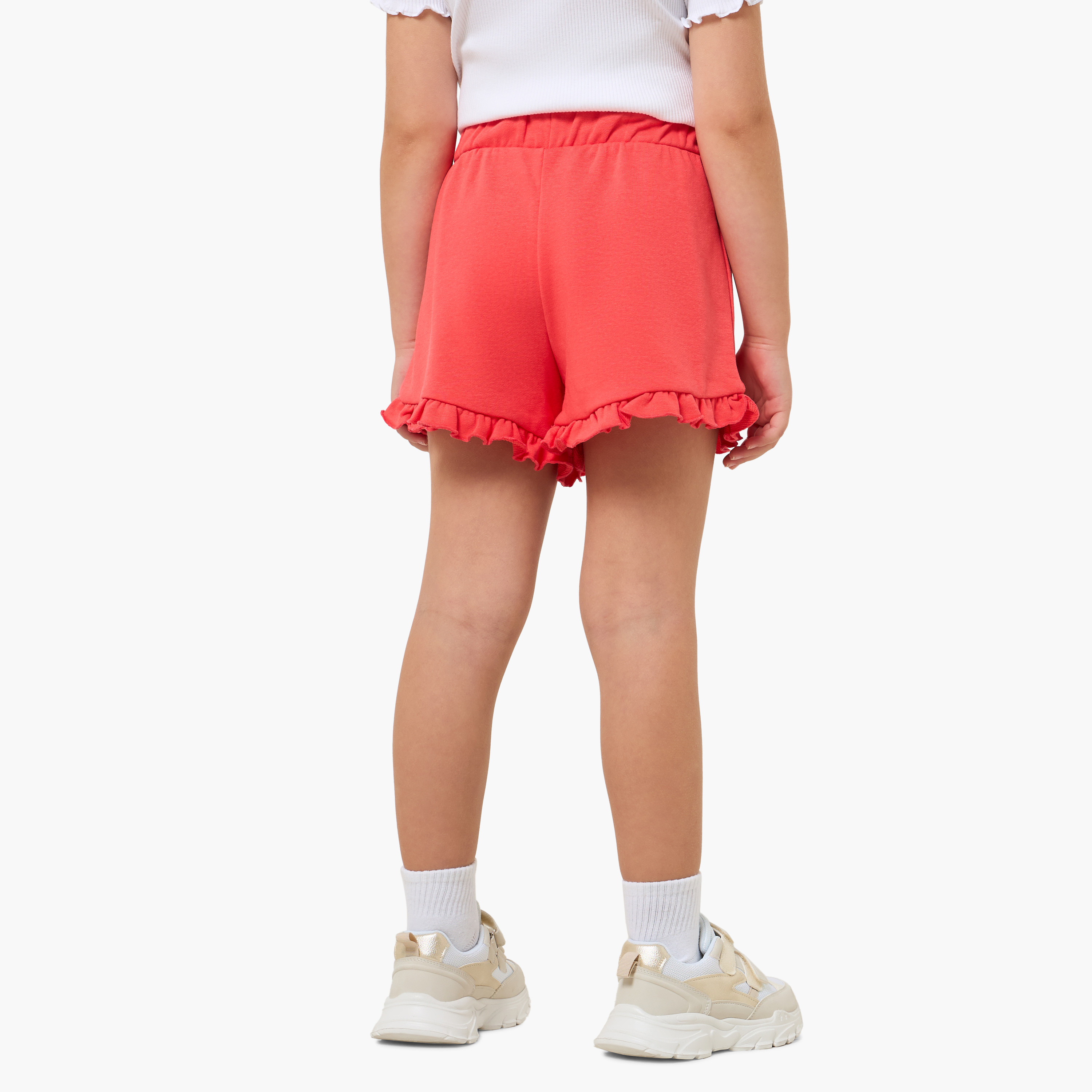 شورت بخصر مطاطي وحافة كشكش من جونيورز-girls-clothing-bottoms-shorts-image-2