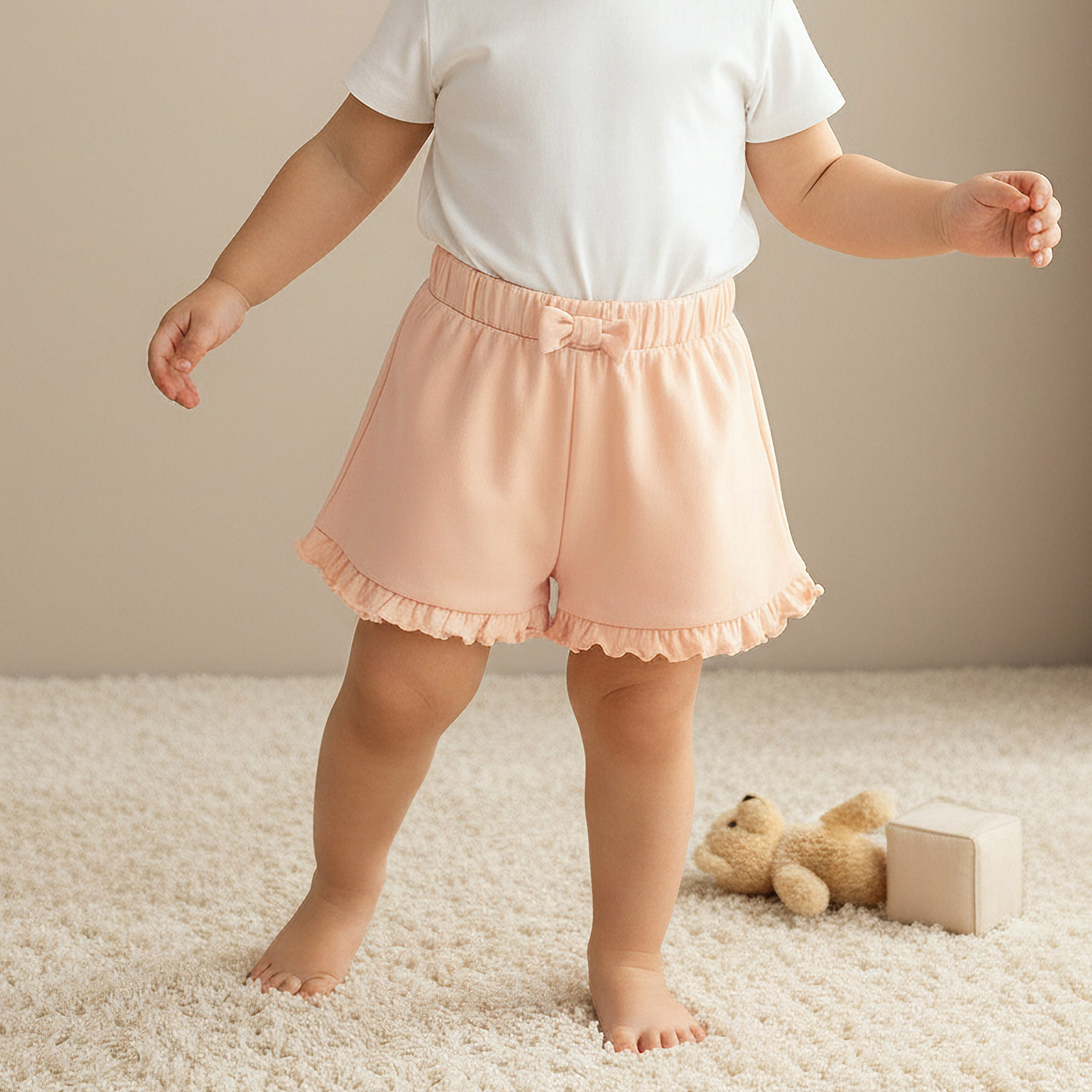Juniors Elasticated Waist Shorts with Ruffle Hem-girls-clothing-bottoms-shorts-image-1