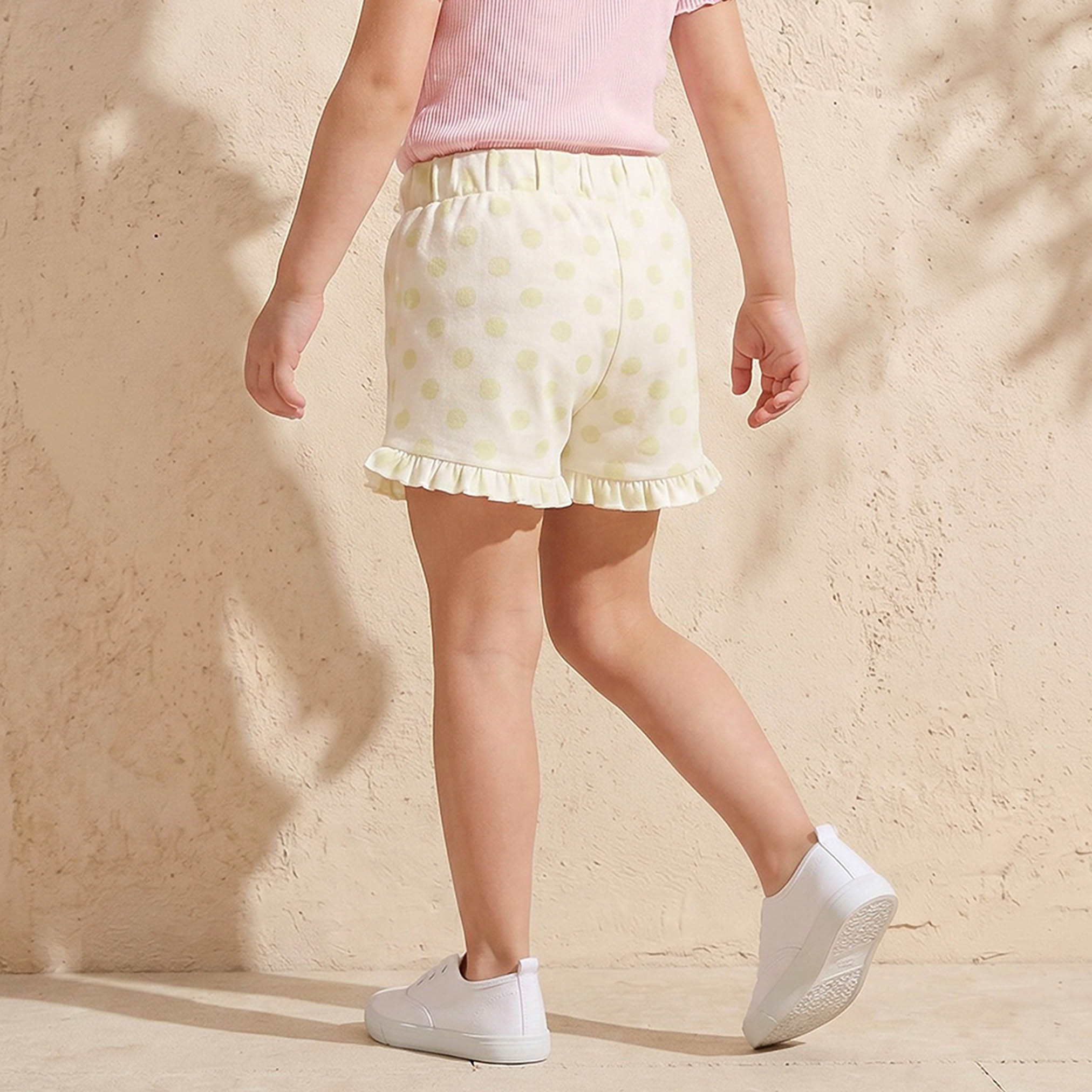 Juniors Elasticated Waist Shorts with Polka Dot Print-girls-clothing-bottoms-shorts-image-3