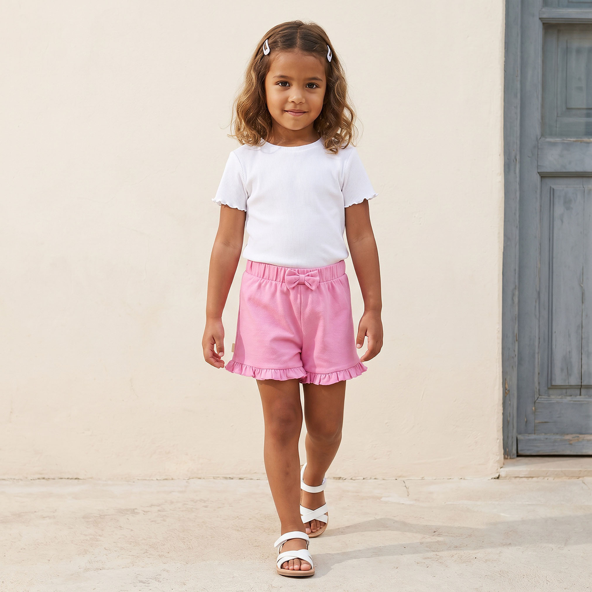 شورت طول الركبة بخصر مطاطي وكشكشة من جونيورز-baby-girls-clothing-bottoms-shorts-image-2