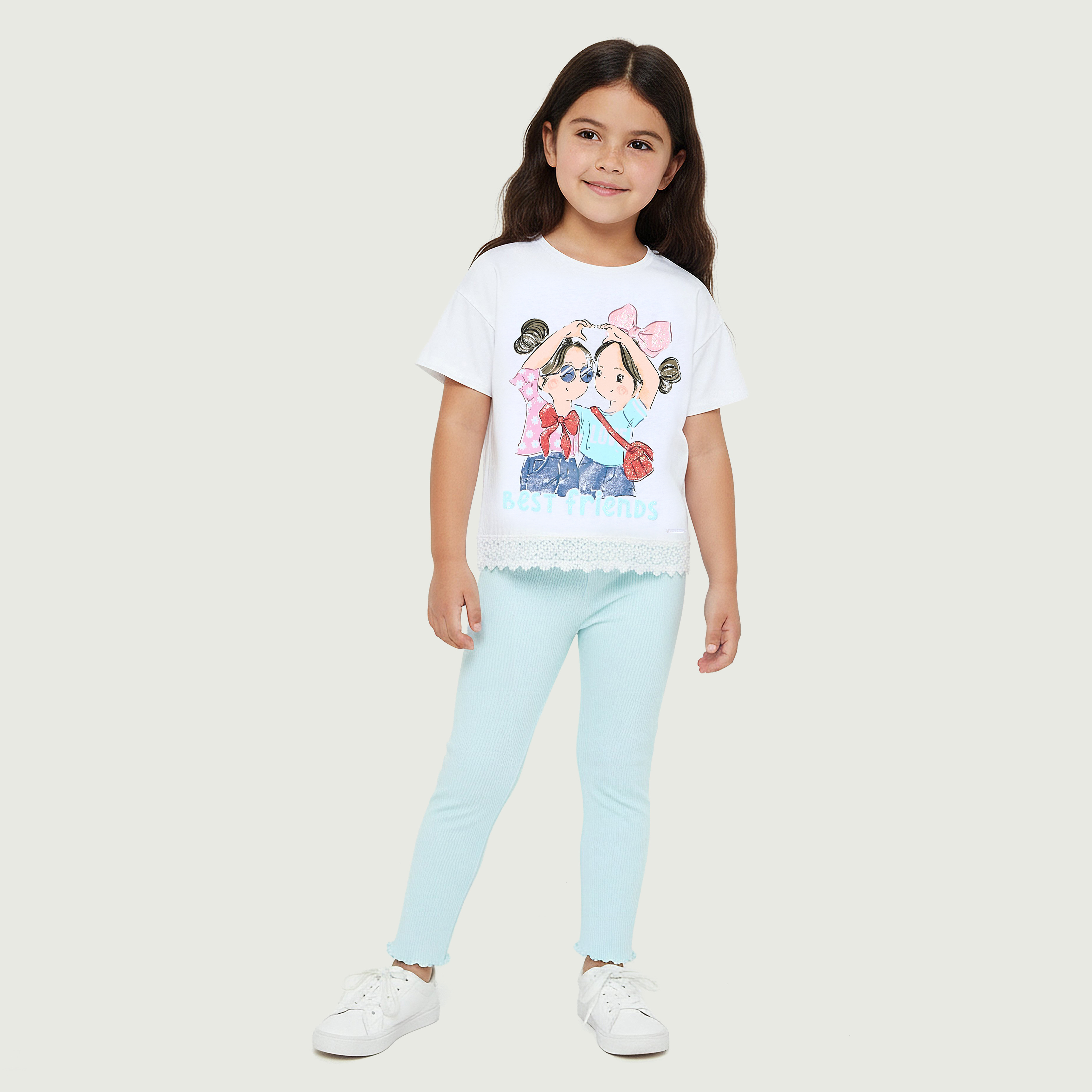 بنطلون ليقنز بحافة مموجة من جونيورز-baby-girls-clothing-bottoms-leggings-image-2