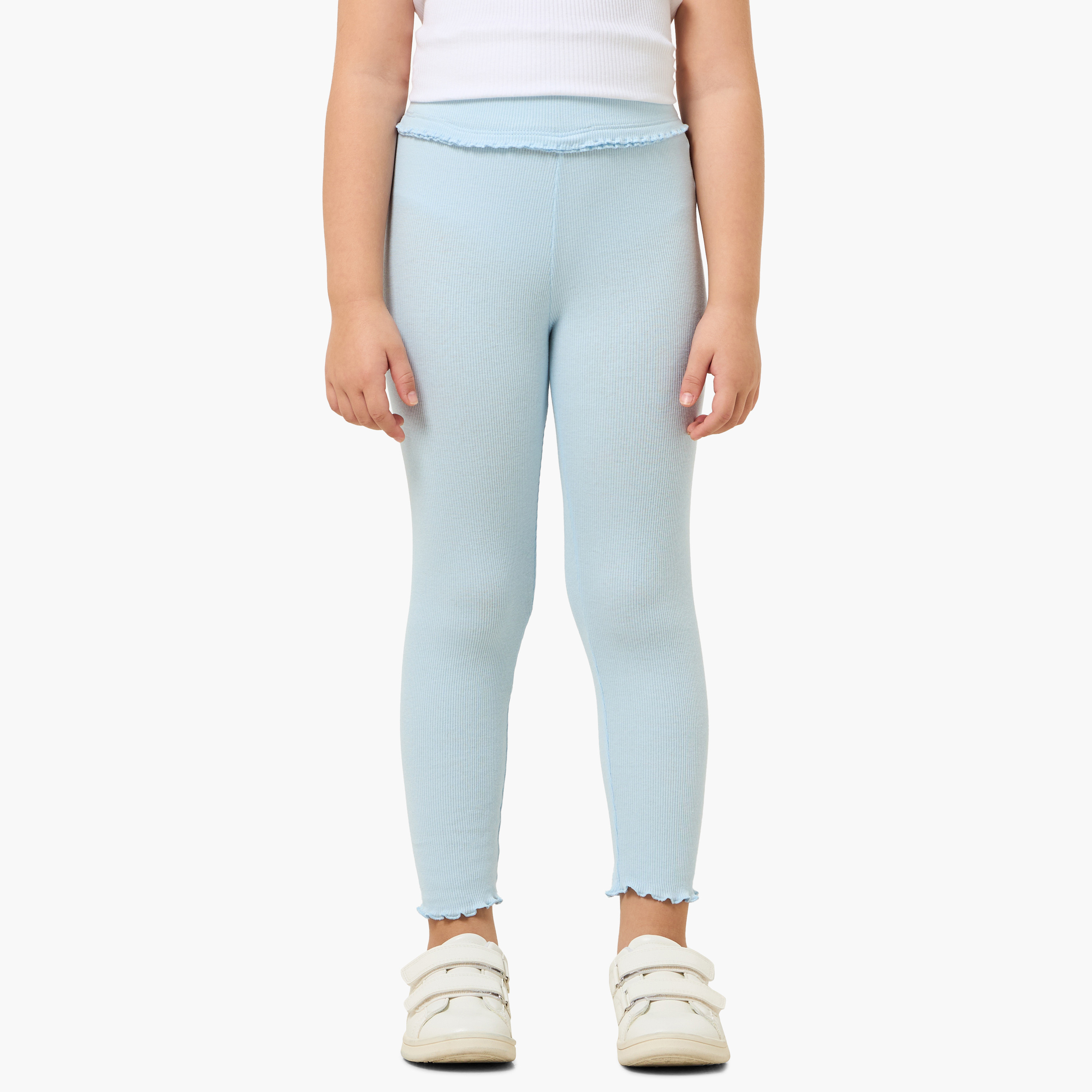 Pack of 2 Juniors Leggings with Elasticated Waist-baby-girls-clothing-bottoms-leggings-image-2