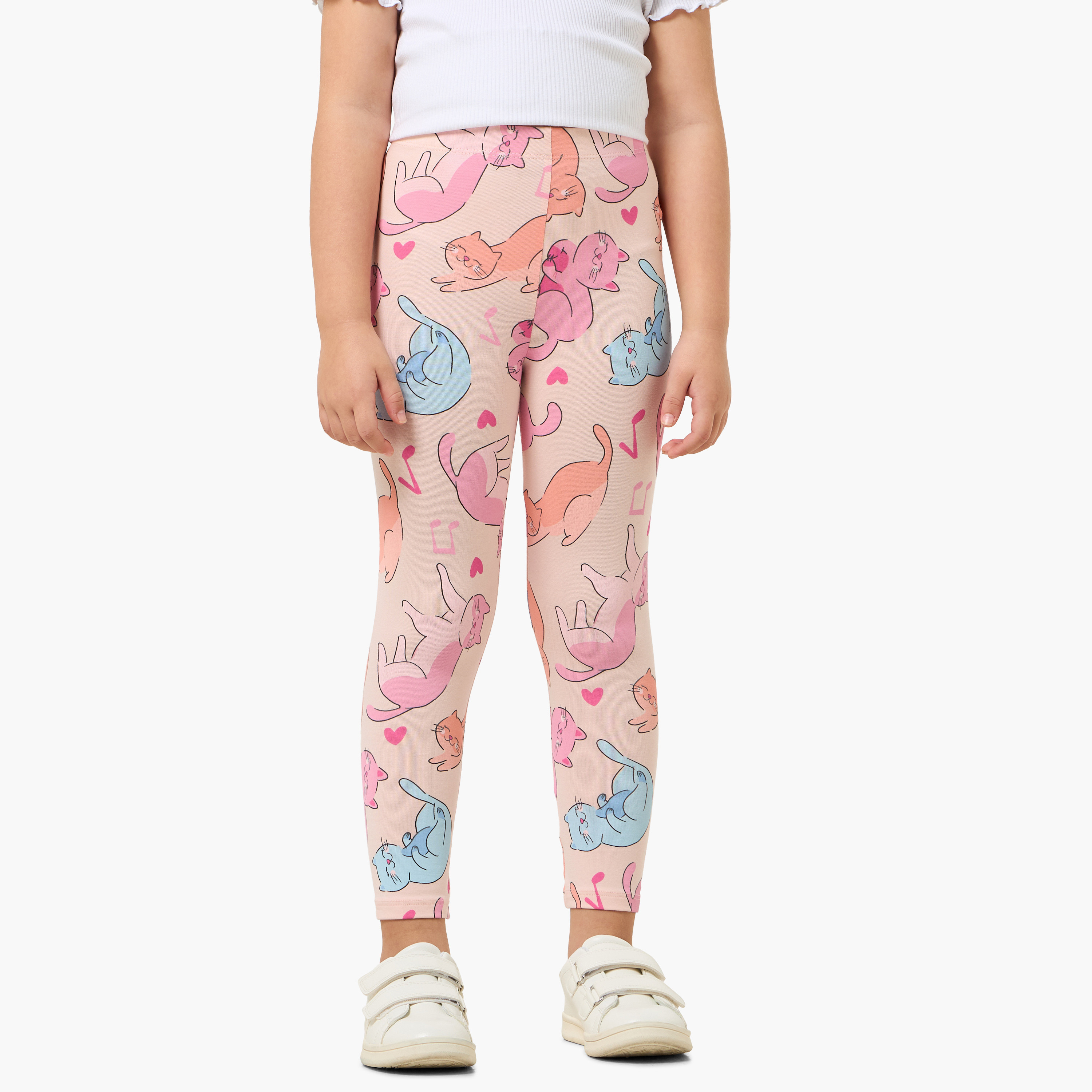 Pack of 2 Juniors Leggings with Elasticated Waist-baby-girls-clothing-bottoms-leggings-image-3