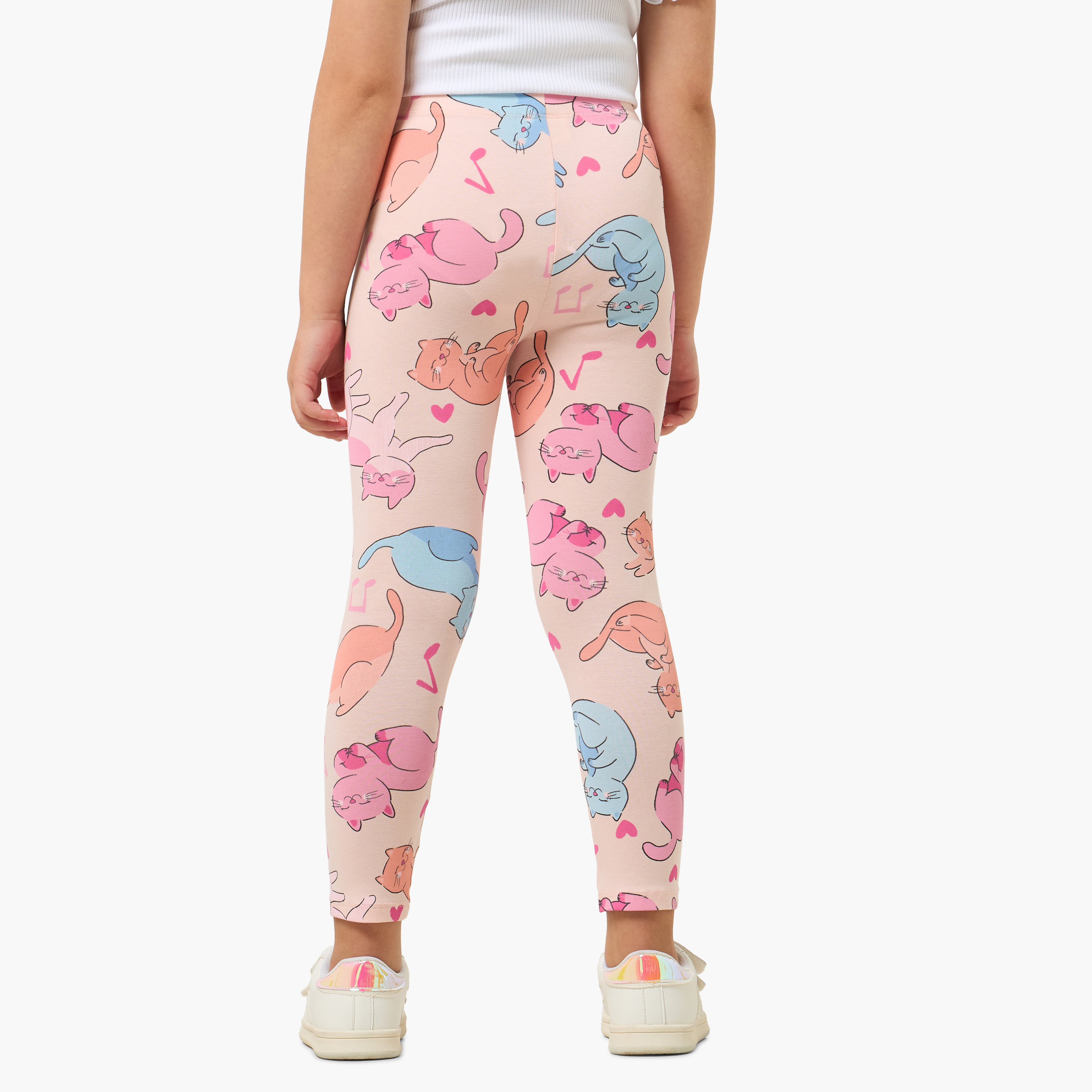 Pack of 2 Juniors Leggings with Elasticated Waist-baby-girls-clothing-bottoms-leggings-image-4