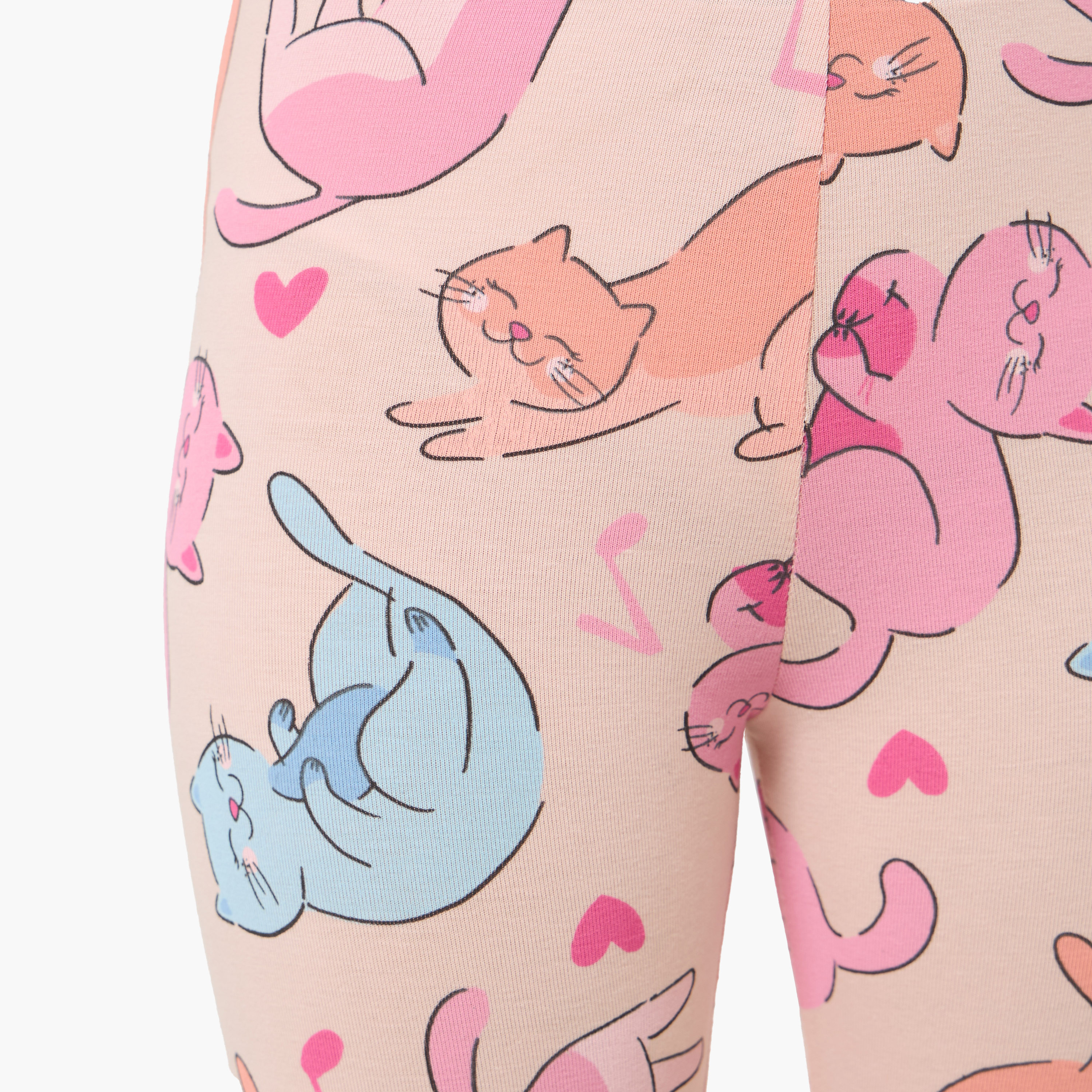 Pack of 2 Juniors Leggings with Elasticated Waist-baby-girls-clothing-bottoms-leggings-image-6