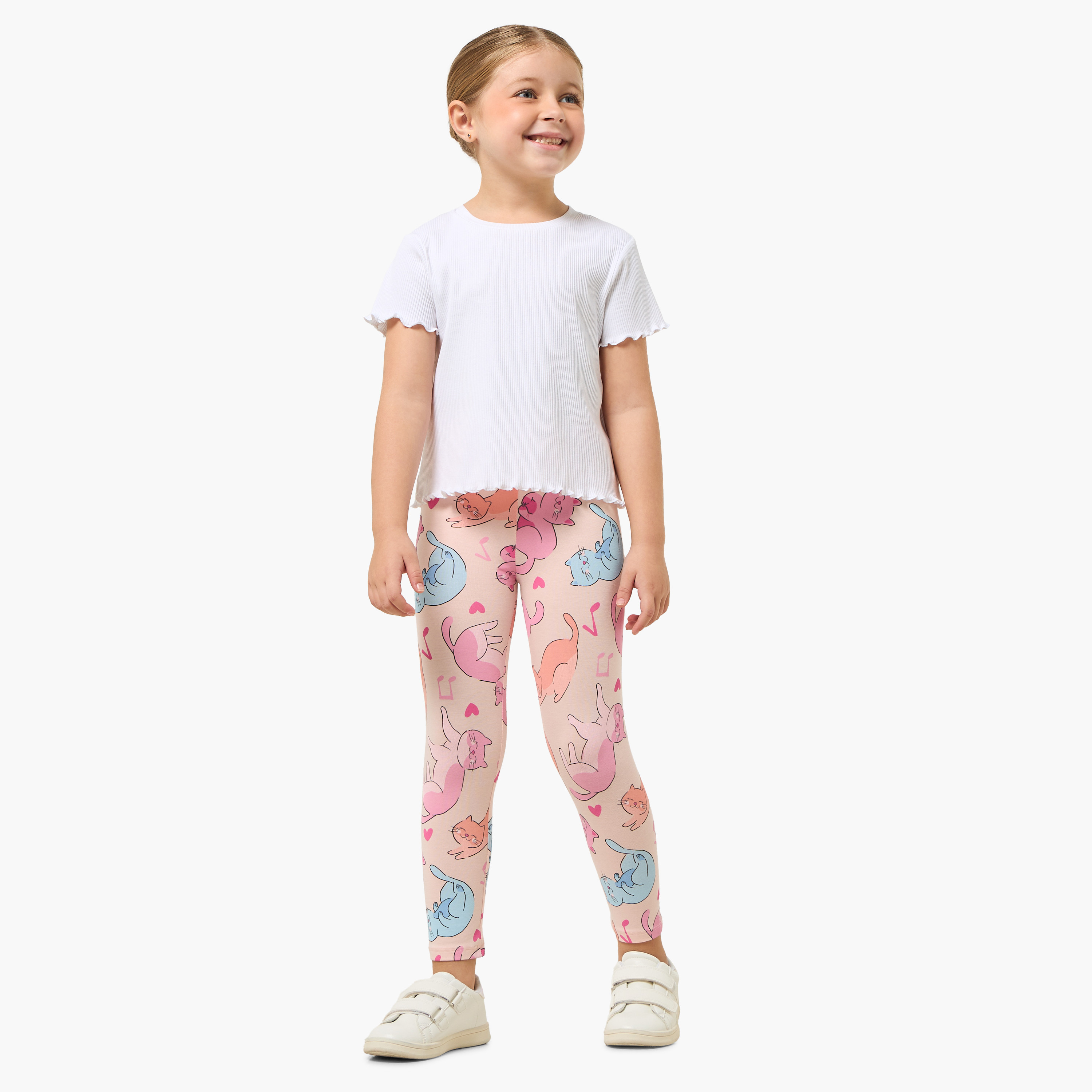 Pack of 2 Juniors Leggings with Elasticated Waist-baby-girls-clothing-bottoms-leggings-image-7