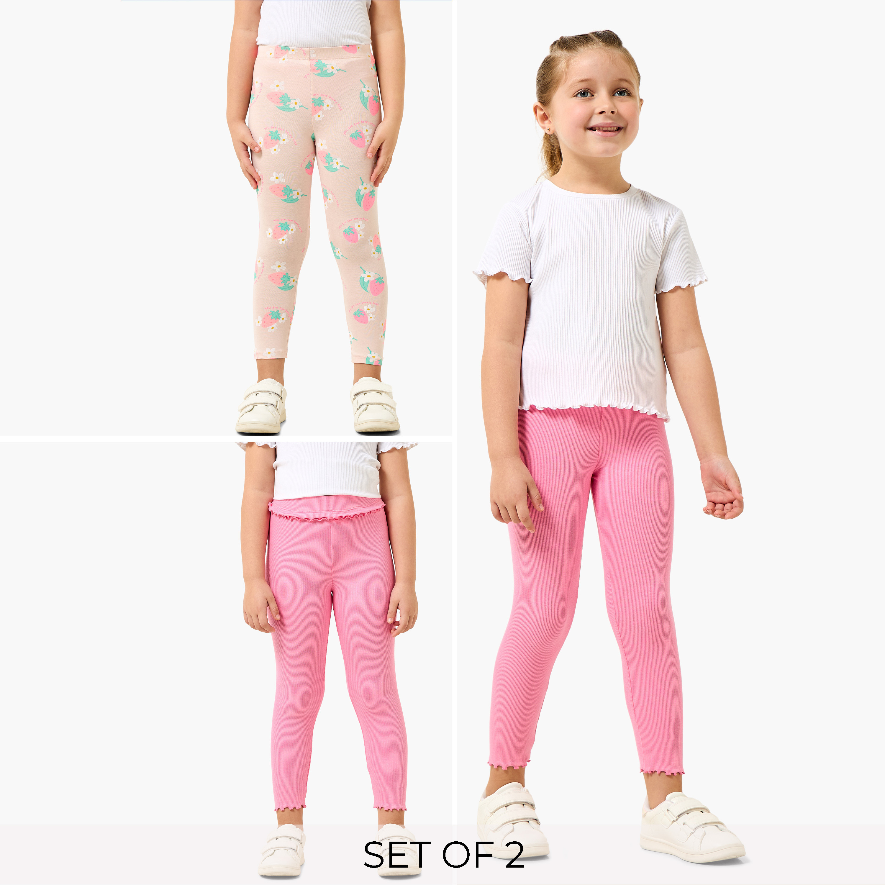 Pack of 2 Juniors Leggings with Assorted Prints-baby-girls-clothing-bottoms-leggings-image-1