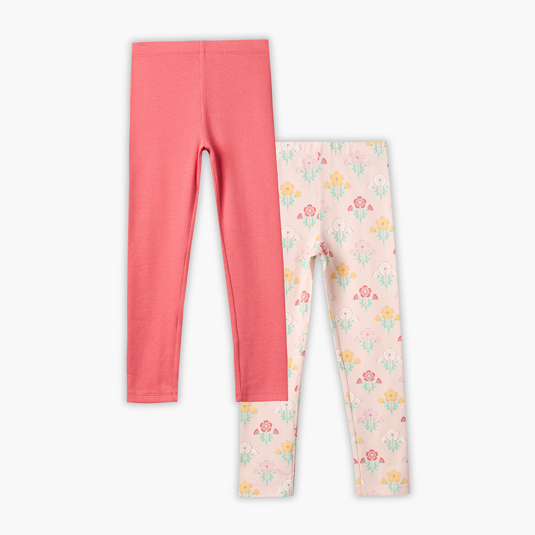 Pack of 2 Juniors Leggings with Elasticated Waist-baby-girls-clothing-bottoms-leggings-image-1