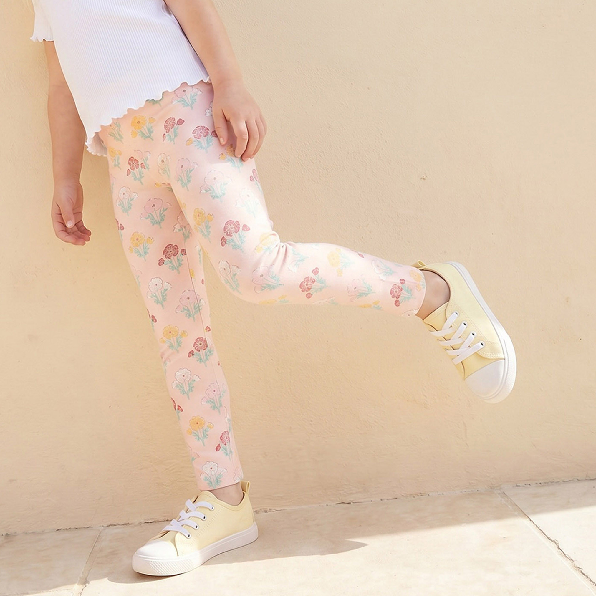 Pack of 2 Juniors Leggings with Elasticated Waist-baby-girls-clothing-bottoms-leggings-image-2