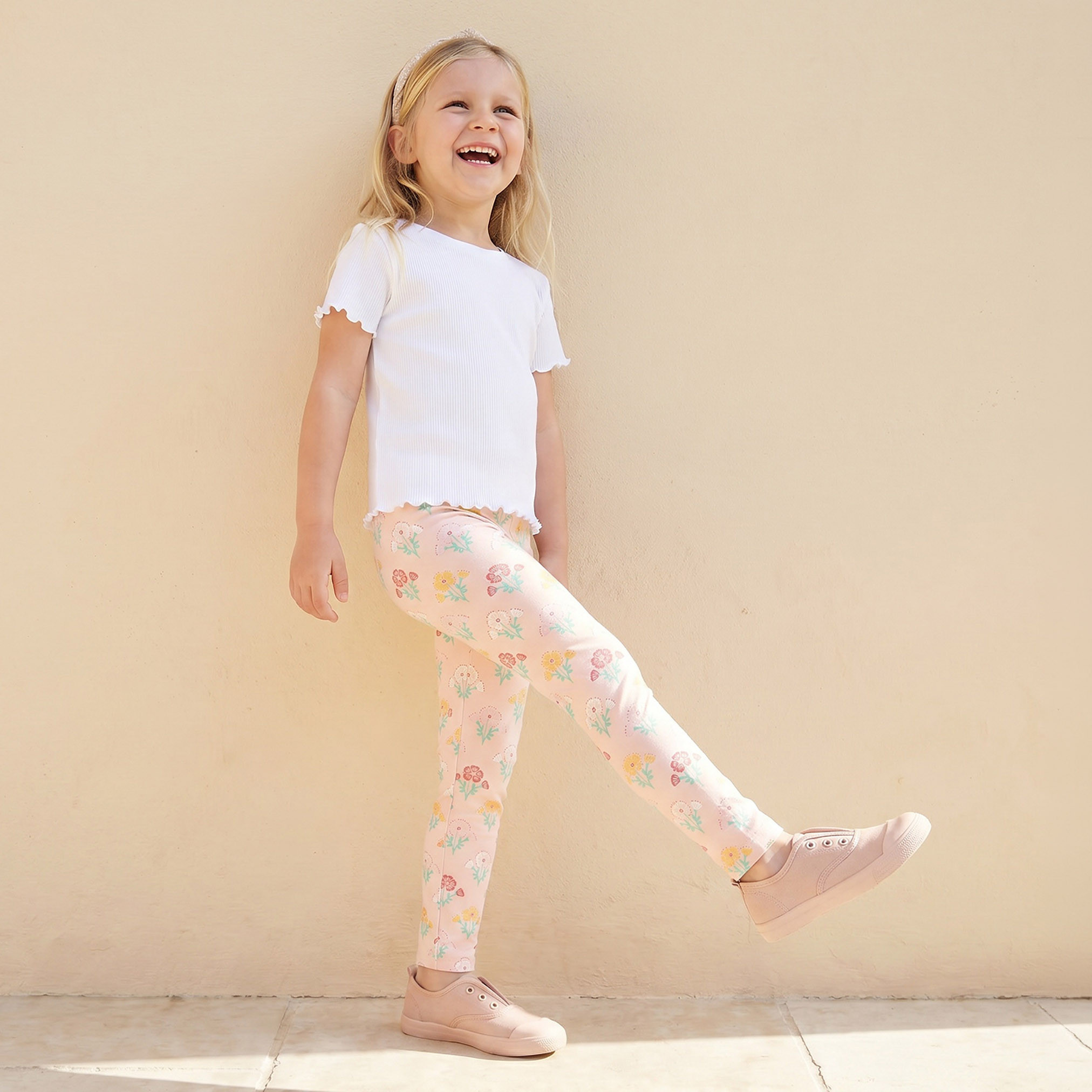 Pack of 2 Juniors Leggings with Elasticated Waist-baby-girls-clothing-bottoms-leggings-image-6