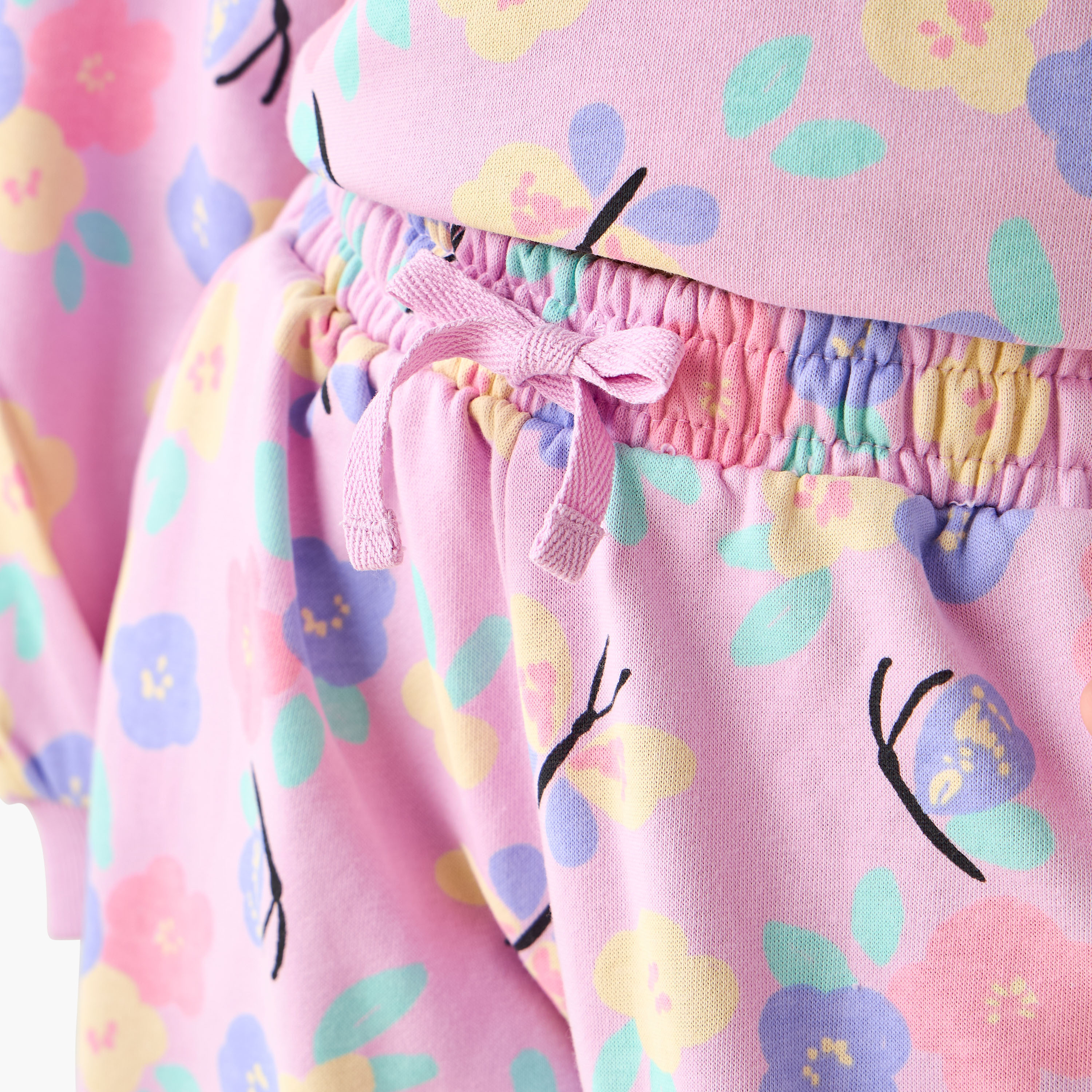 Juniors Elasticated Waist Joggers with Floral Print-girls-clothing-bottoms-joggersandtrackpants-image-5