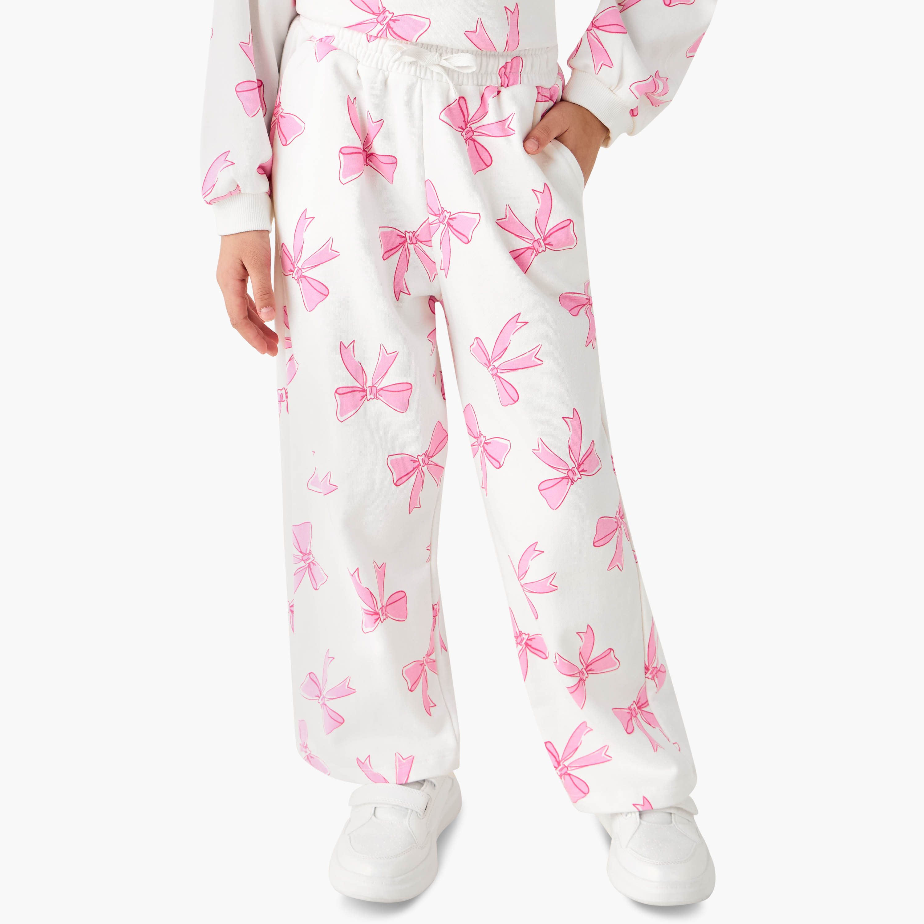 بنطلون رياضي برباط وطبعات فيونكة من جونيورز-girls-clothing-bottoms-joggersandtrackpants-image-5