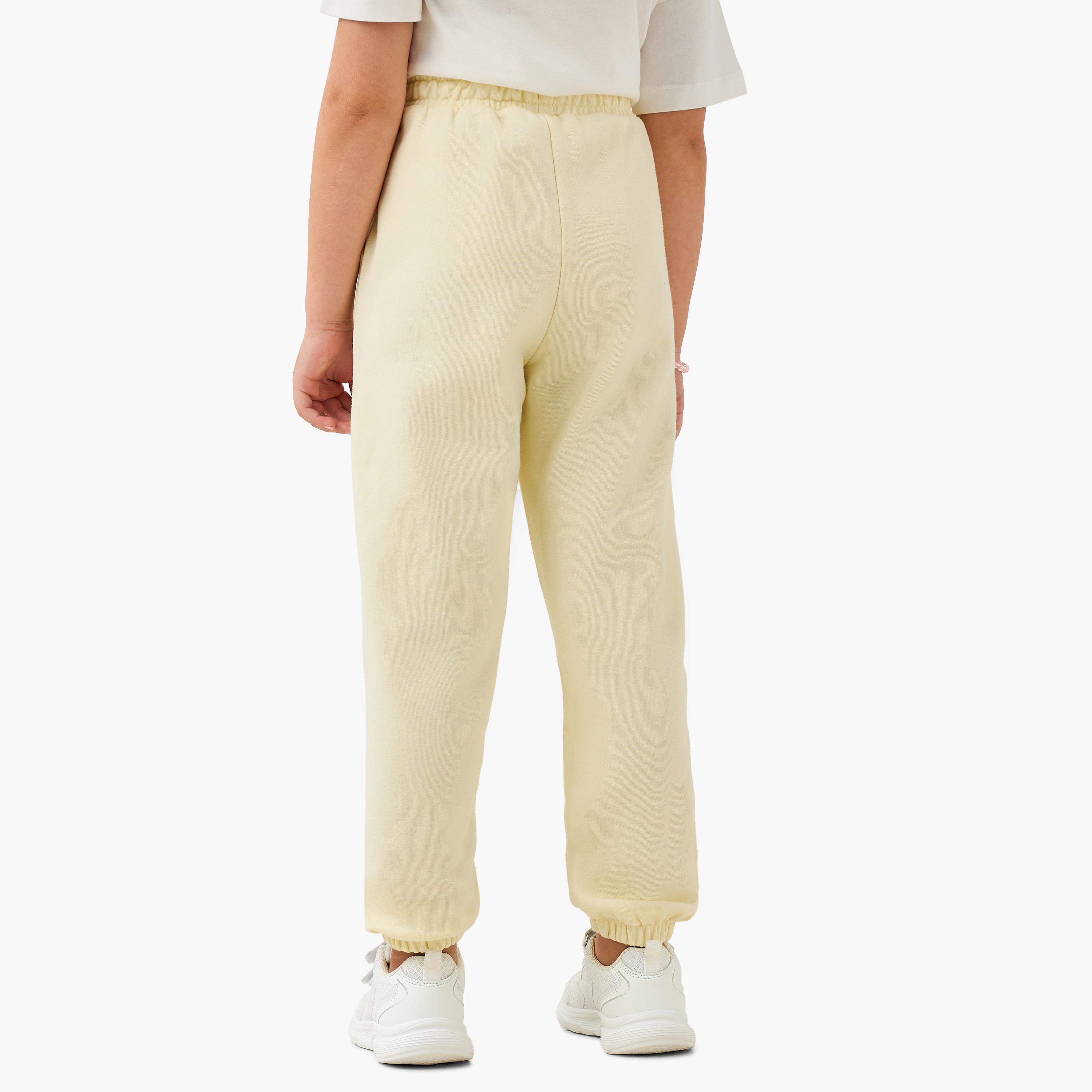 Juniors Elasticated Drawstring Waist Joggers with Bow Print-girls-clothing-bottoms-joggersandtrackpants-image-3