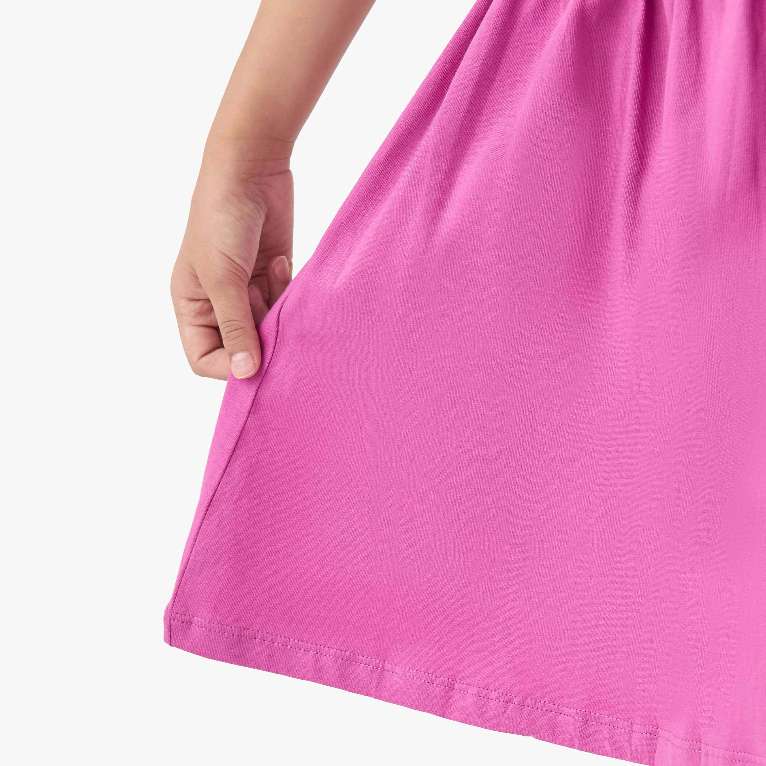 Juniors Round Neck Short Sleeves Skater Dress with Butterfly Print-girls-clothing-dressesandjumpsuits-image-6