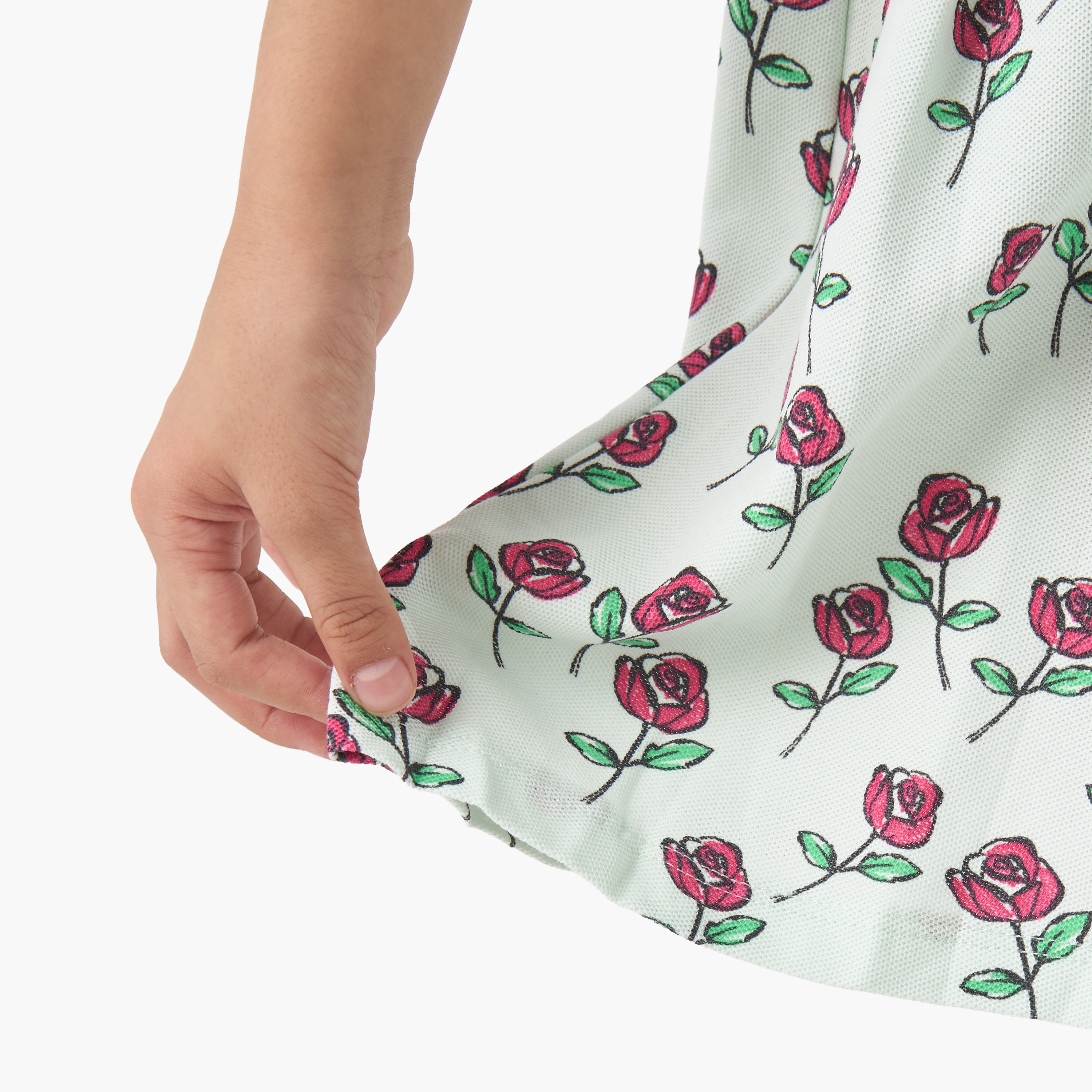 Juniors Peter Pan Collar Short Sleeves A-line Dress with Floral Print-girls-clothing-dressesandjumpsuits-image-6