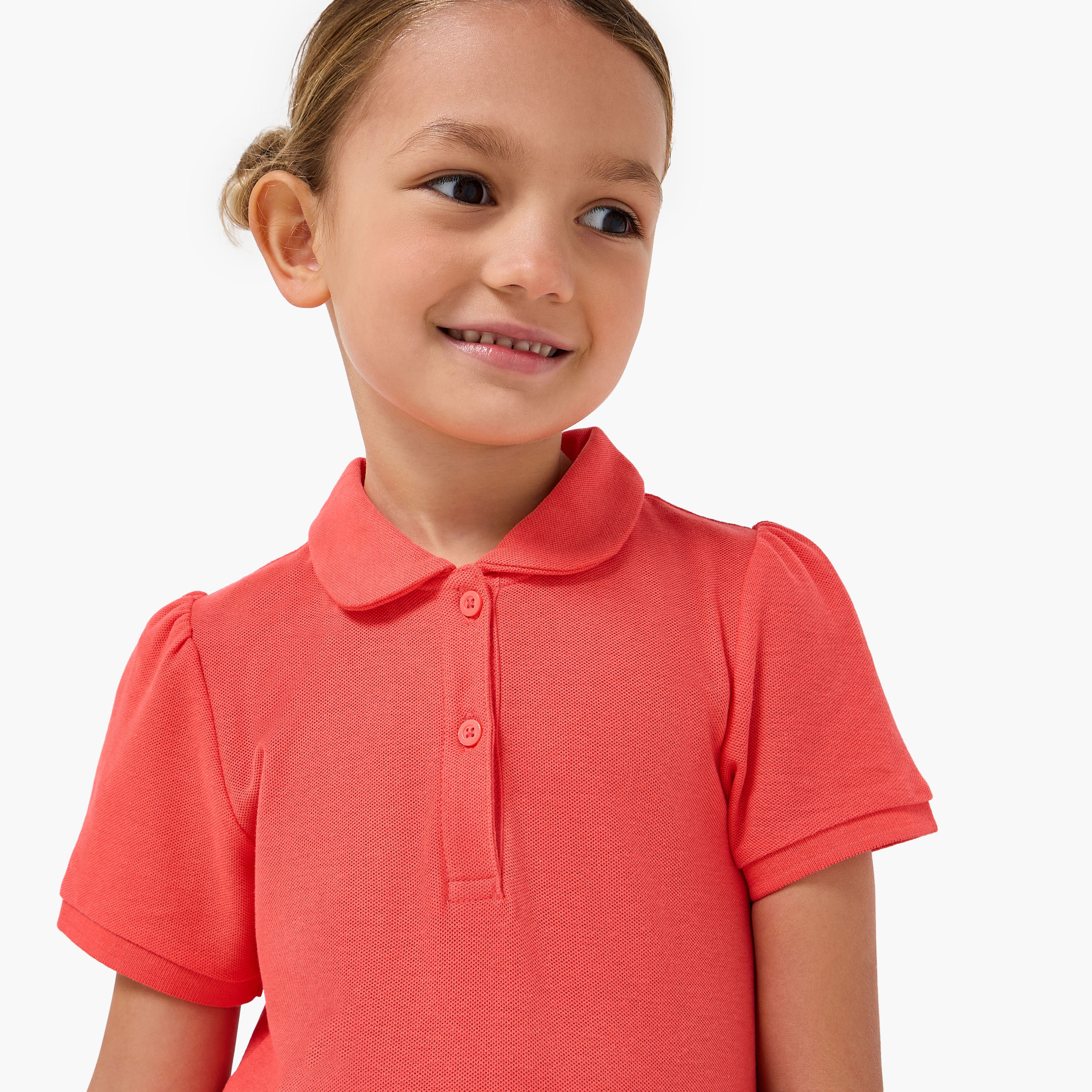 Juniors Collared Short Sleeves Drop Waist Dress with Bow Accent-girls-clothing-dressesandjumpsuits-image-4