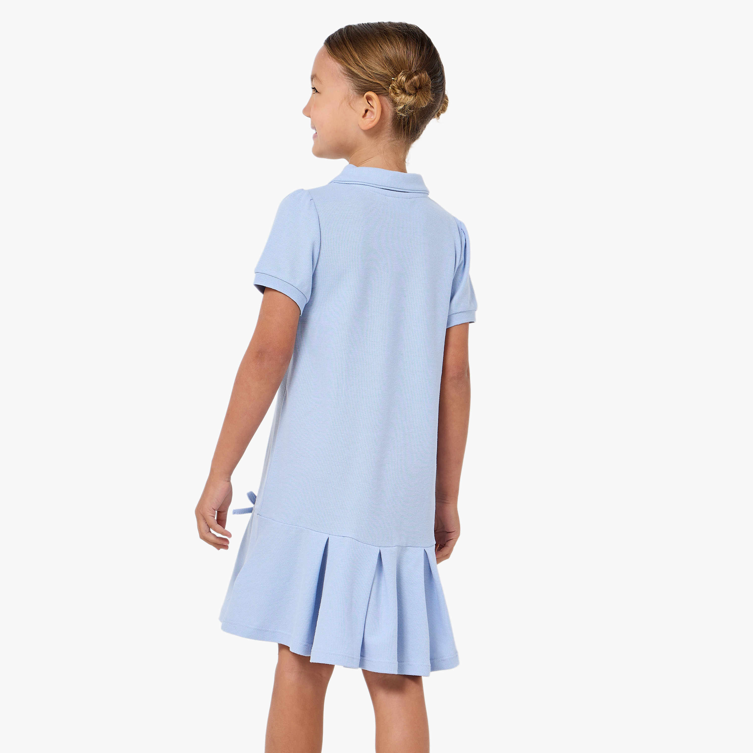 Juniors Collared Short Sleeves Polo Dress with Pleats-girls-clothing-dressesandjumpsuits-image-3