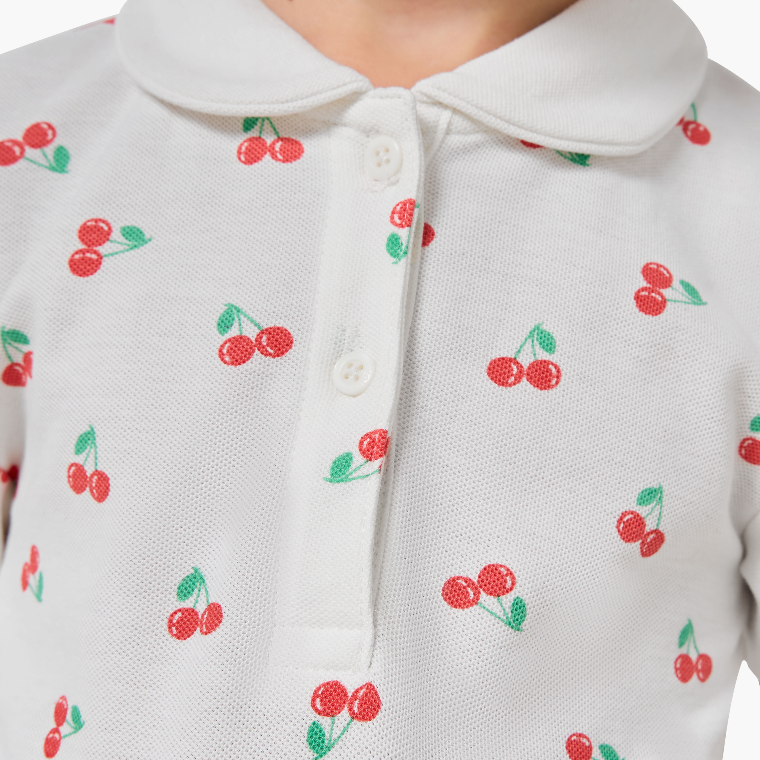 Juniors Collared Short Sleeves Drop Waist Dress with Cherry Print-girls-clothing-dressesandjumpsuits-image-5