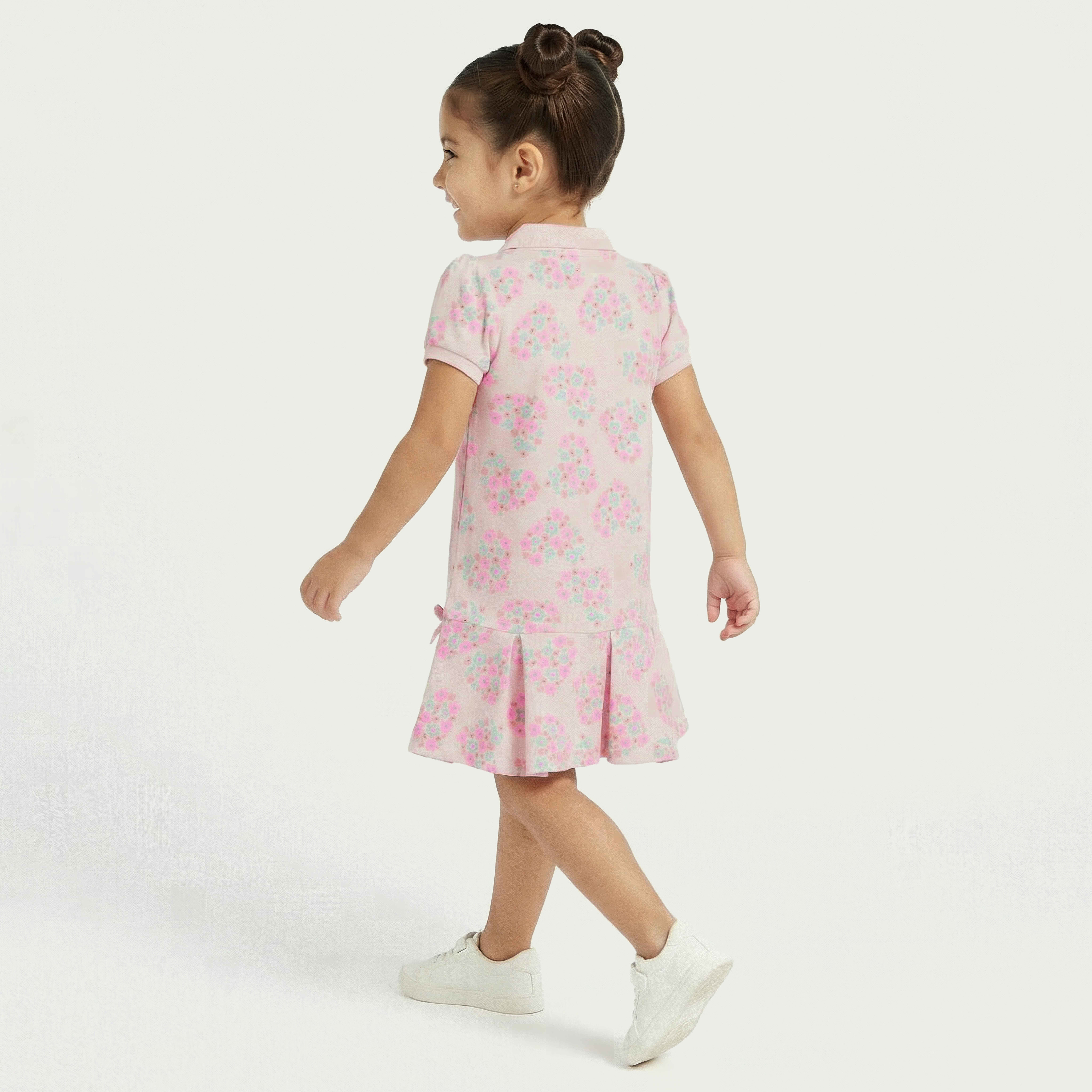 Juniors Peter Pan Collar Short Sleeves Polo Dress with Floral Print-girls-clothing-dressesandjumpsuits-image-4