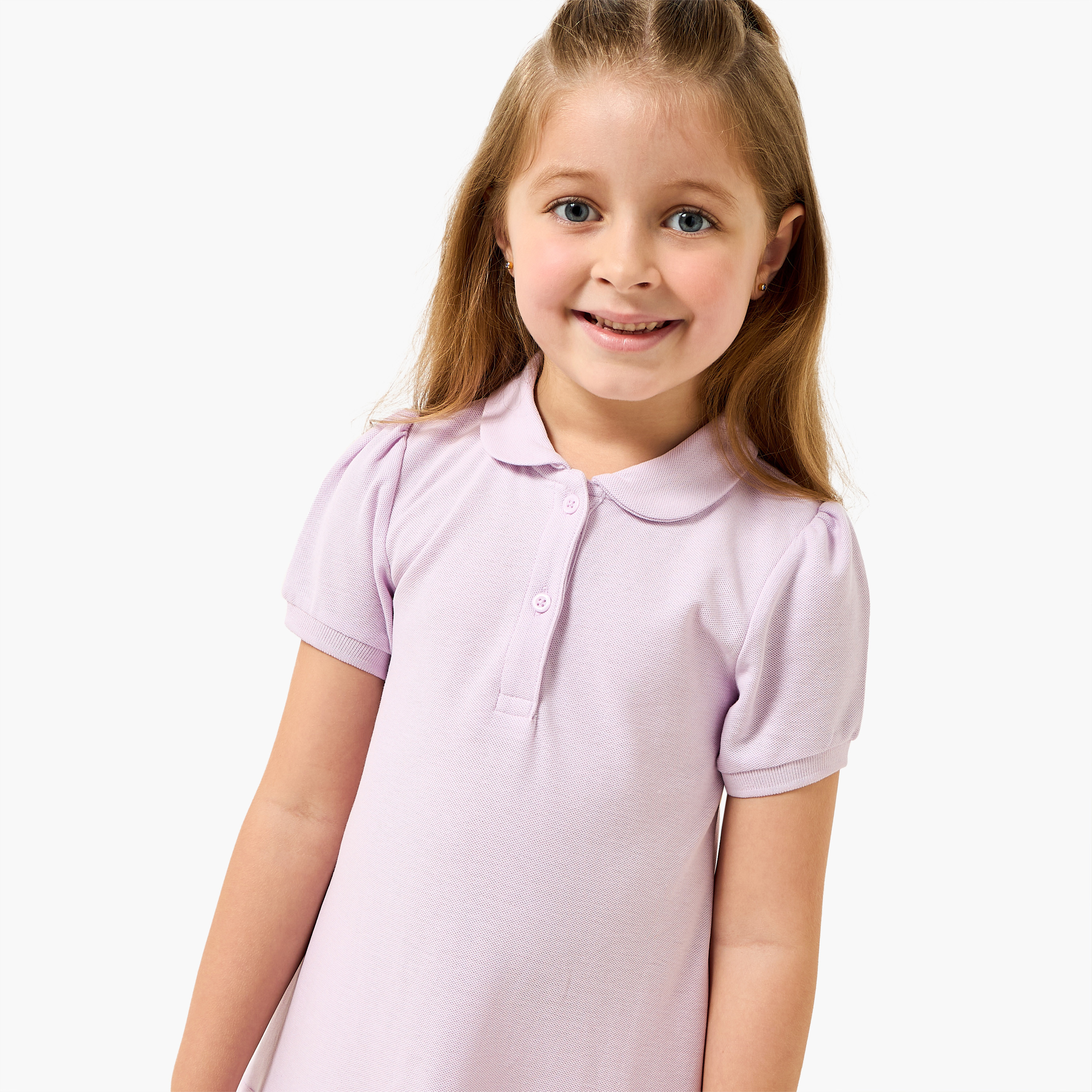 فستان بولو بزينة فيونكة وأكمام قصيرة وياقة بيتر بان من إليجو-girls-clothing-dressesandjumpsuits-image-3