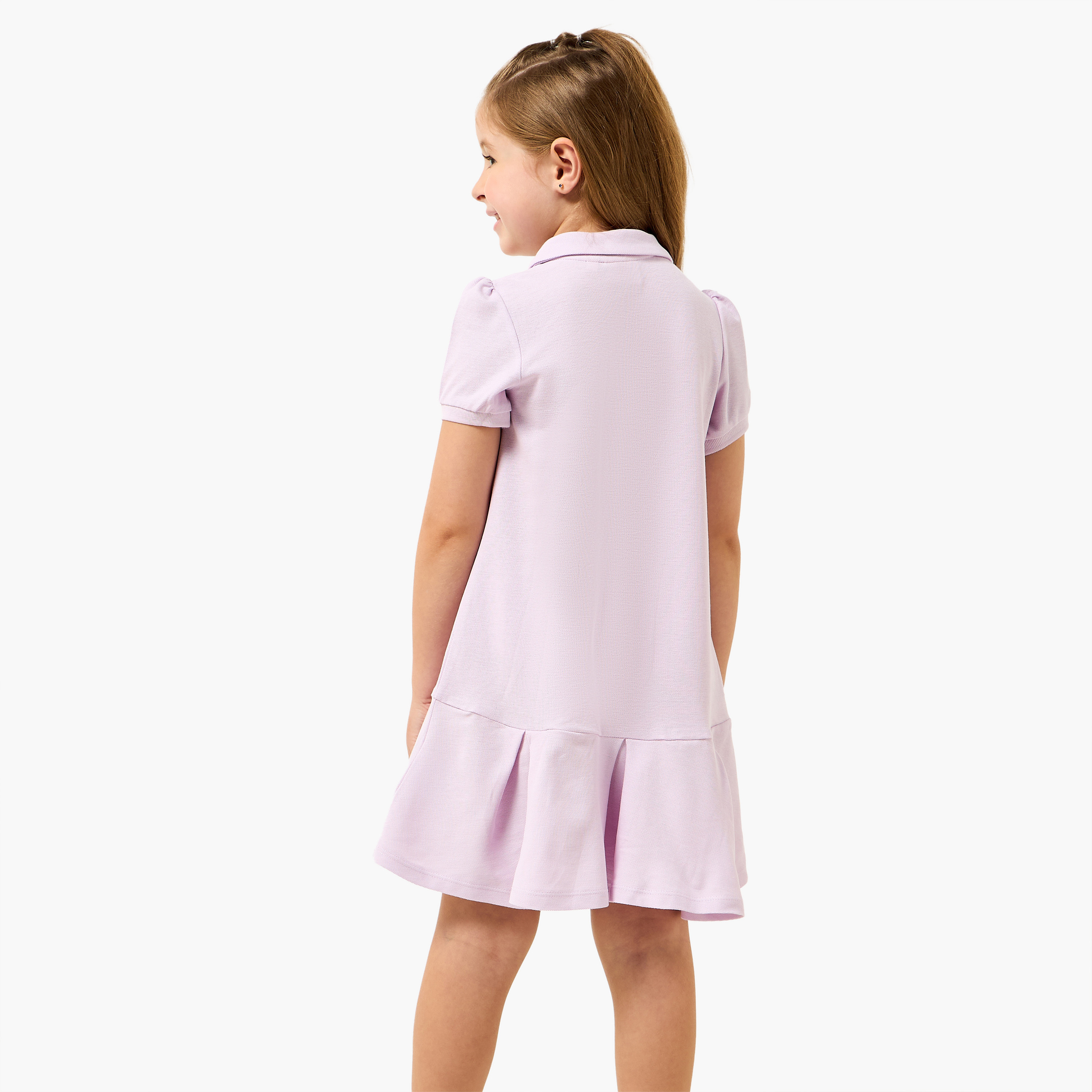 فستان بولو بزينة فيونكة وأكمام قصيرة وياقة بيتر بان من إليجو-girls-clothing-dressesandjumpsuits-image-1