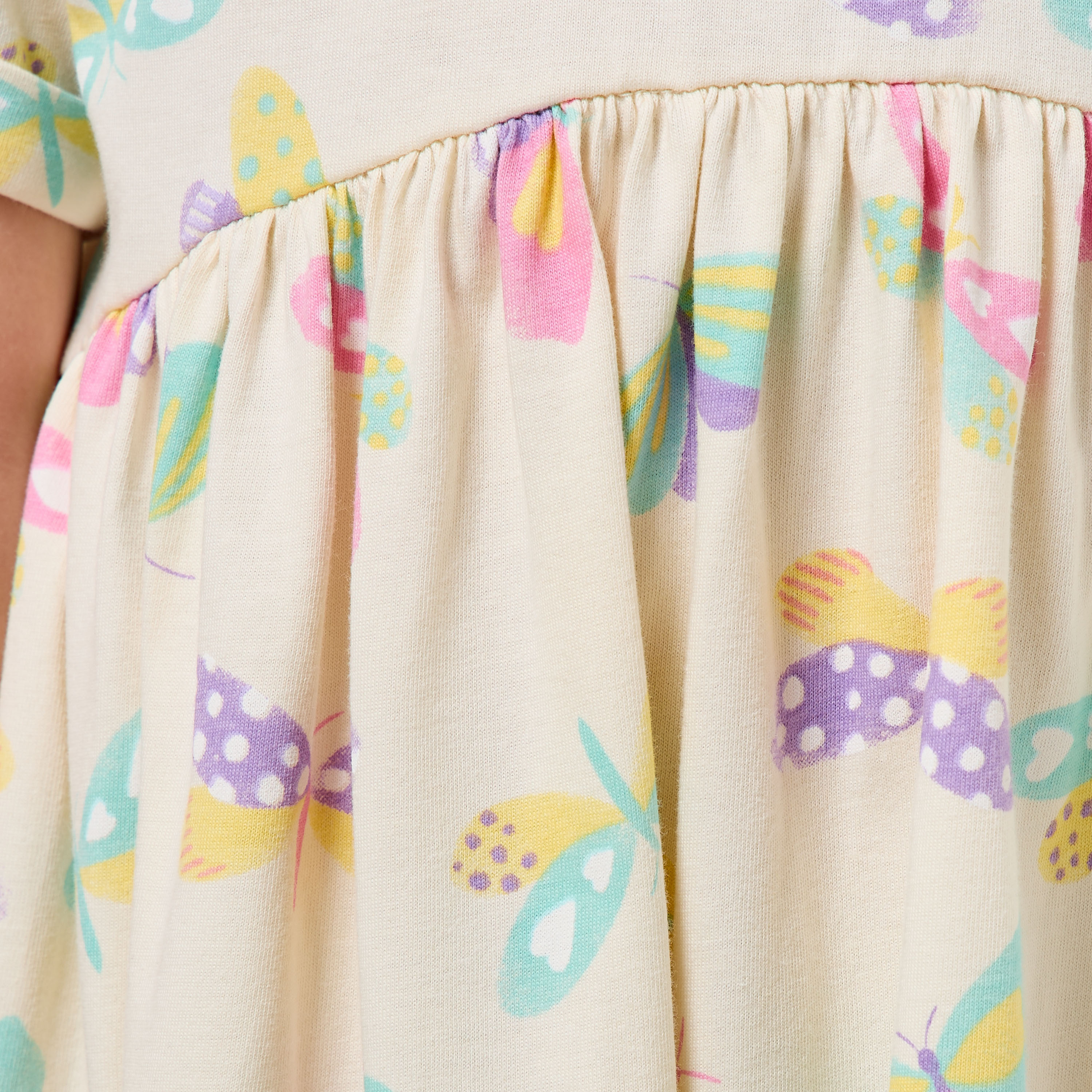 Juniors Round Neck Short Sleeves Knee Length A-line Dress with Butterfly Print-girls-clothing-dressesandjumpsuits-image-5