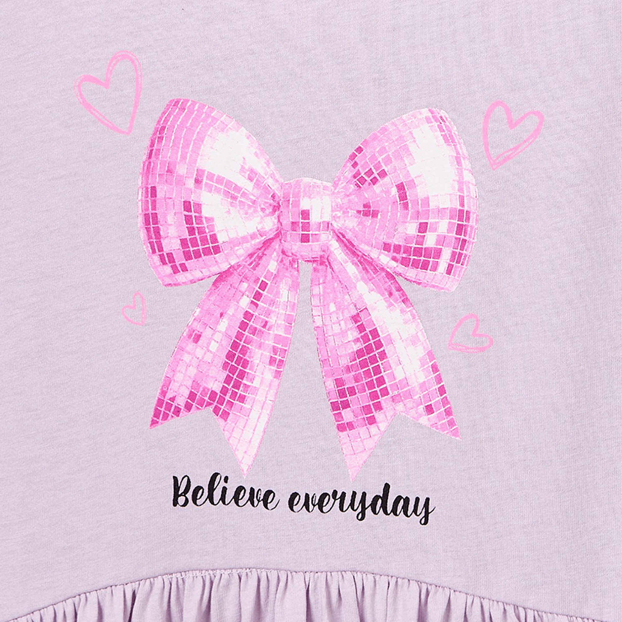 Juniors Round Neck Short Sleeves Knee Length A-line Dress with Bow Print-girls-clothing-dressesandjumpsuits-image-4