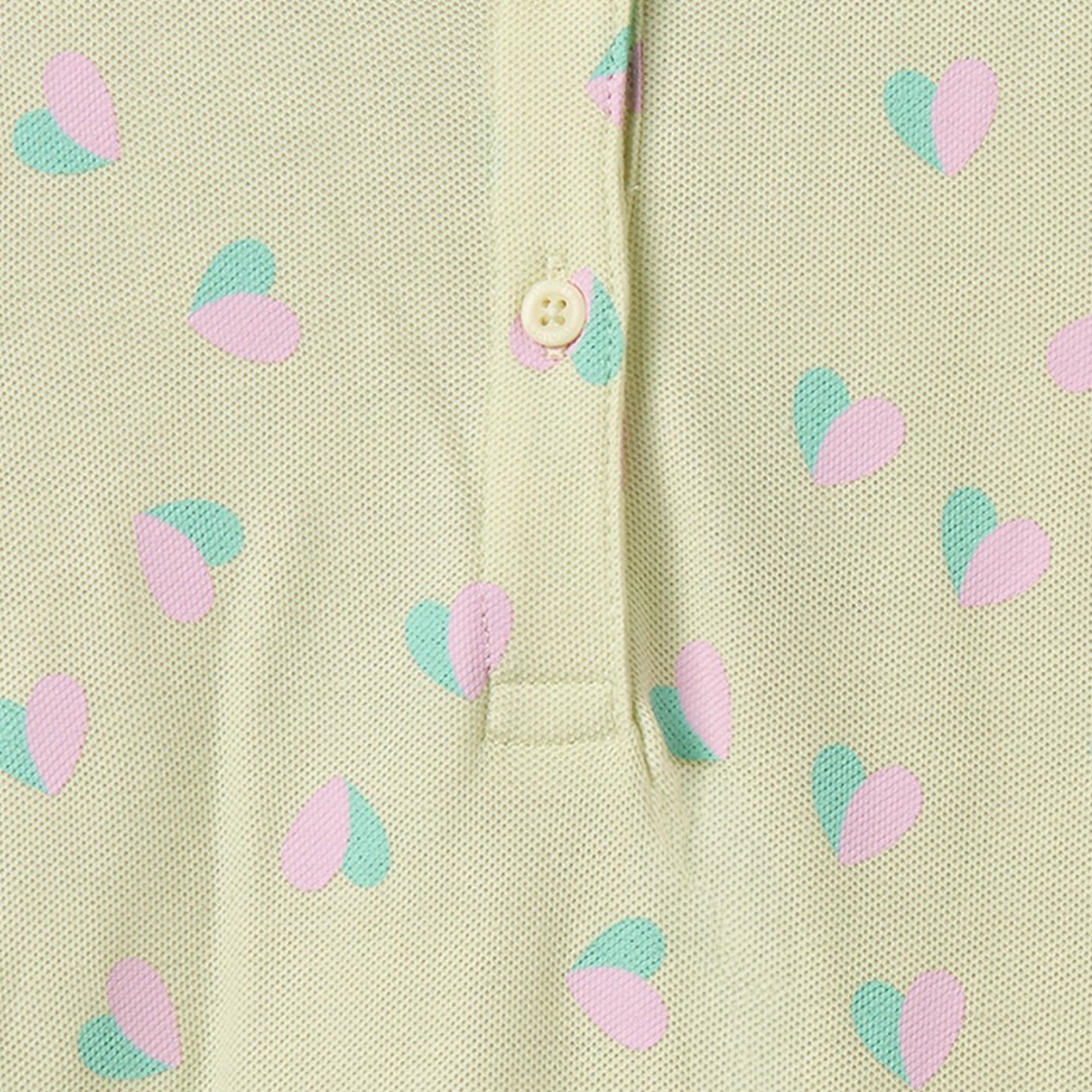 Juniors Collared Short Sleeves Knee Length Drop Waist Dress with Heart Print-girls-clothing-dressesandjumpsuits-image-3