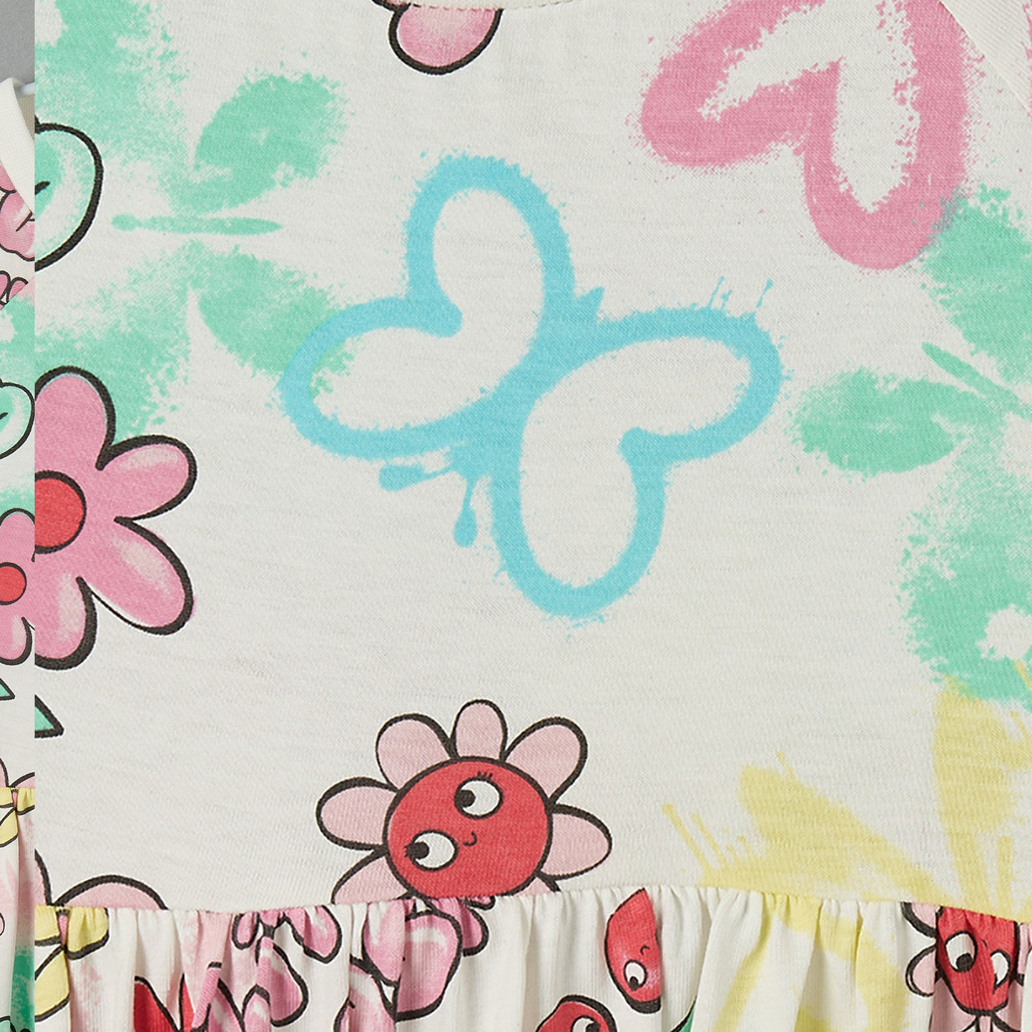 Juniors Round Neck Short Sleeves Knee Length A-line Dress with Floral Print-girls-clothing-dressesandjumpsuits-image-3