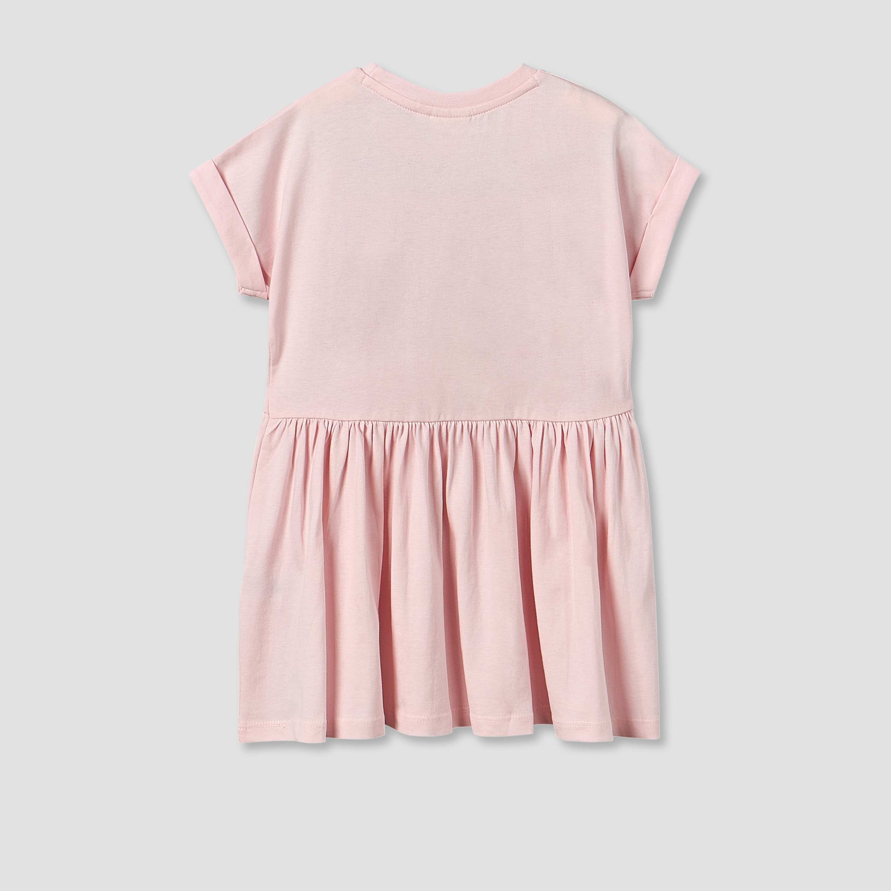 Juniors Round Neck Short Sleeves Knee Length A-Line Dress with Graphic Print-girls-clothing-dressesandjumpsuits-image-3