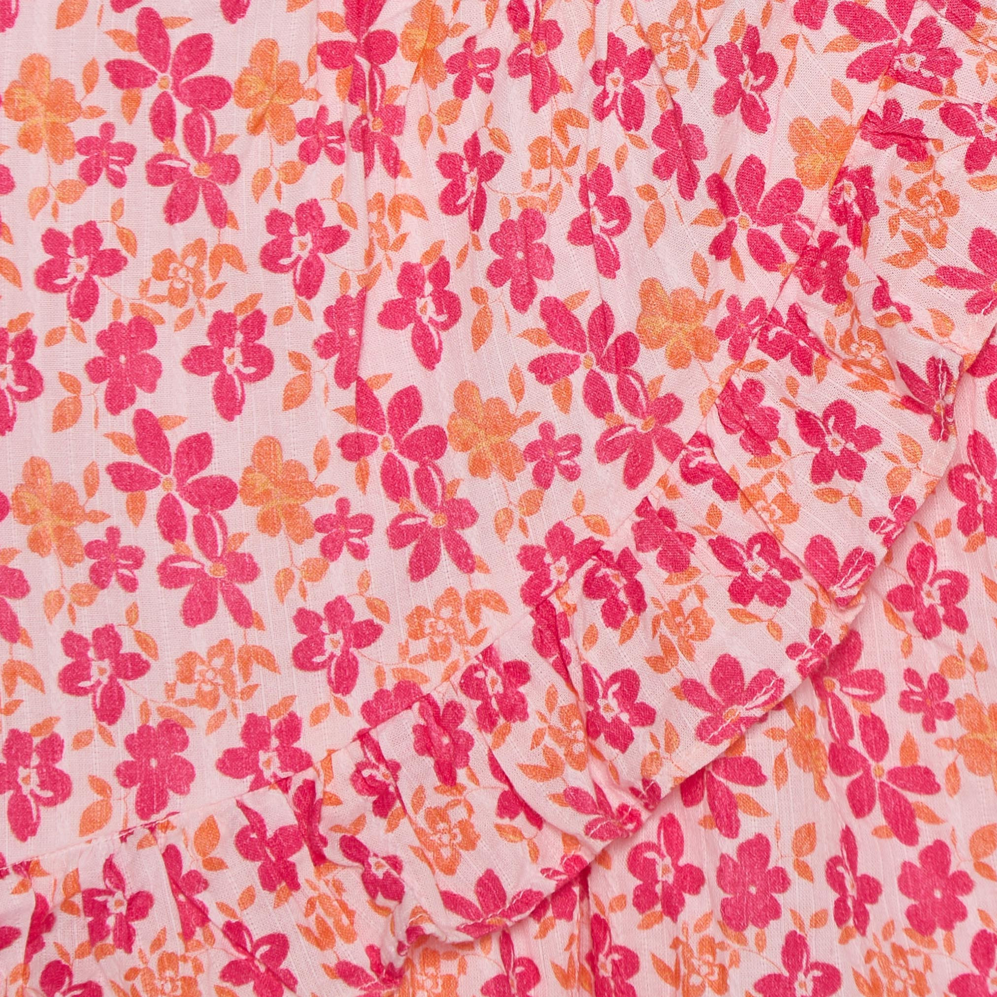 Juniors Round Neck Short Sleeves Knee Length A-line Dress with Floral Print-girls-clothing-dressesandjumpsuits-image-4