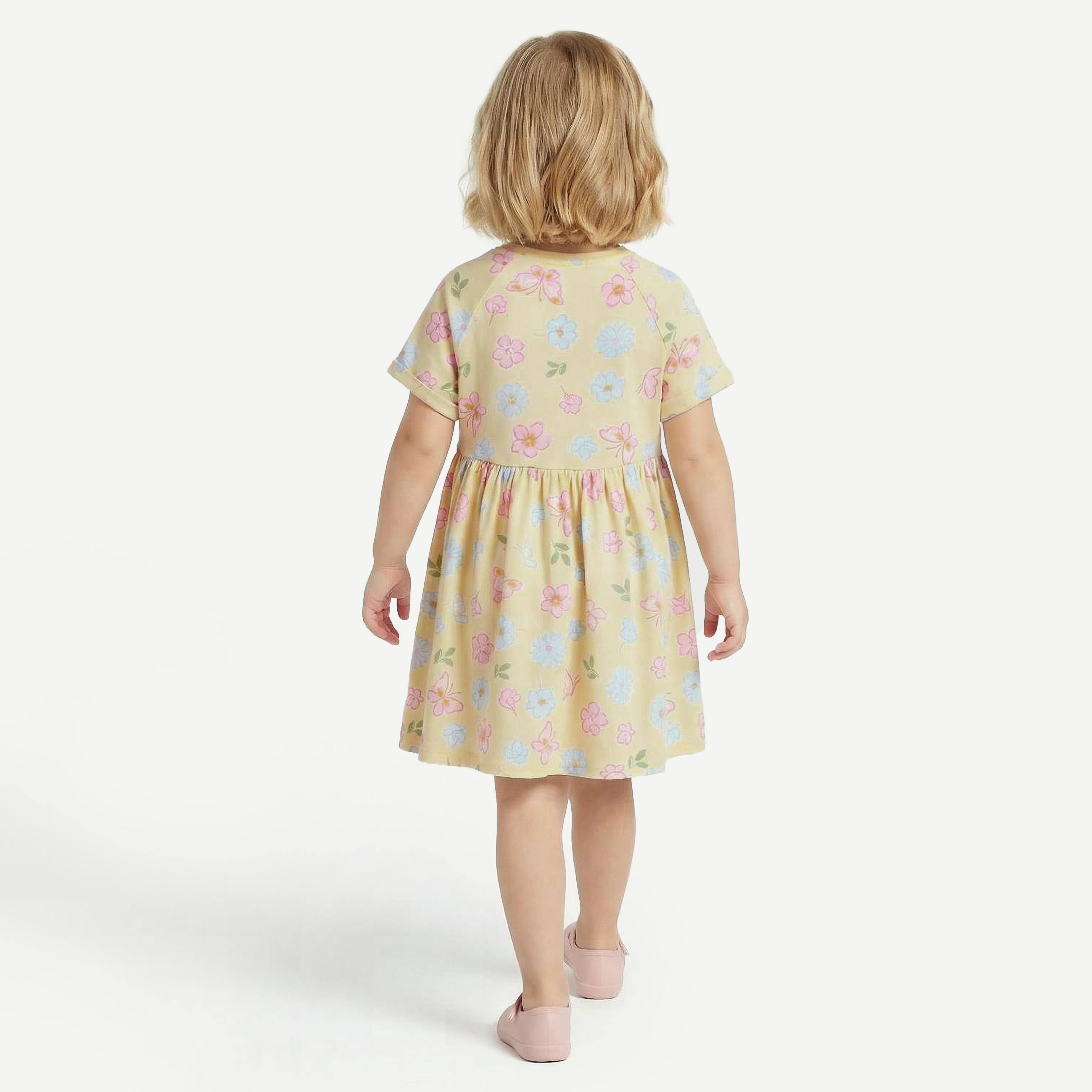 Juniors Round Neck Short Sleeves A-line Dress with Floral Print-girls-clothing-dressesandjumpsuits-image-3