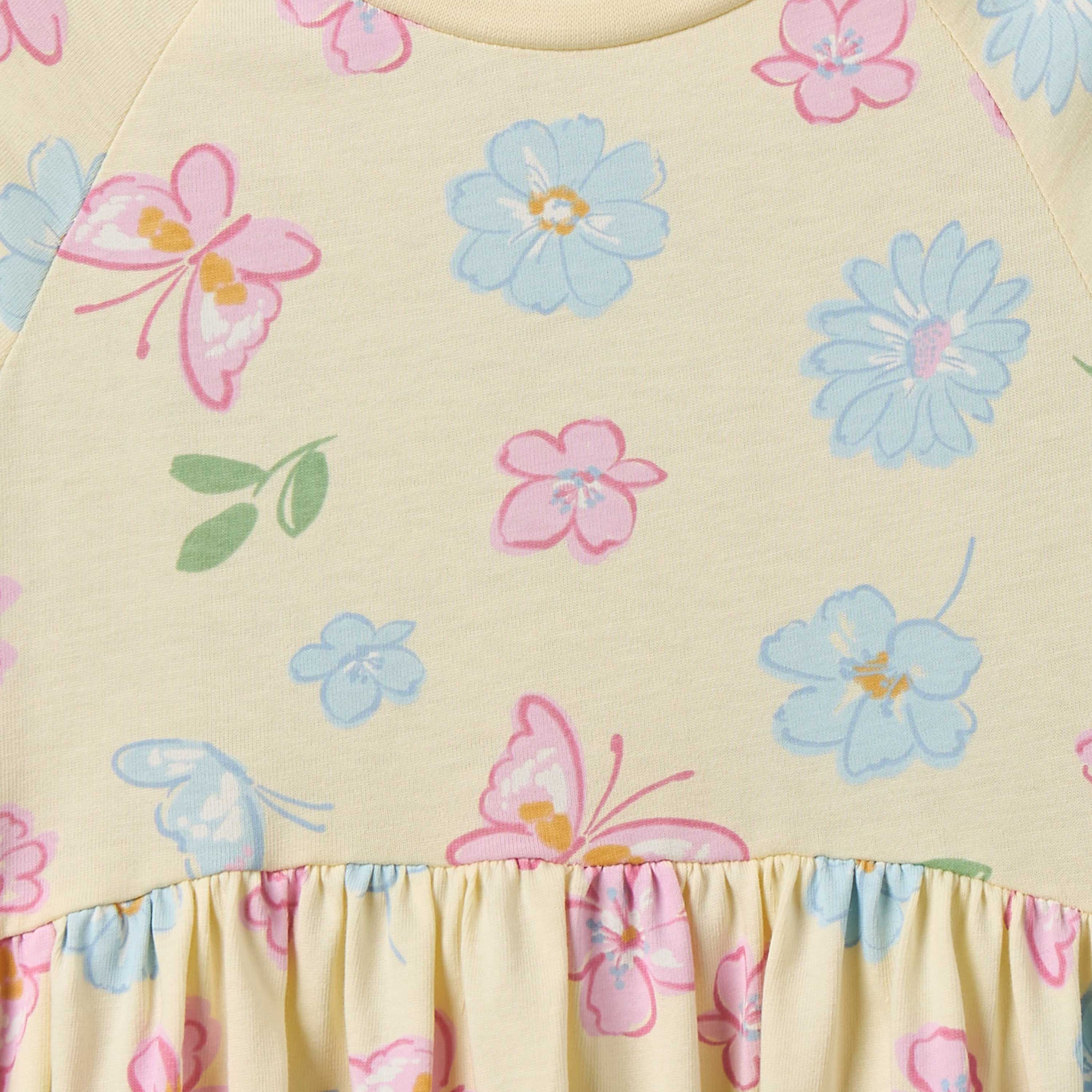 Juniors Round Neck Short Sleeves A-line Dress with Floral Print-girls-clothing-dressesandjumpsuits-image-4