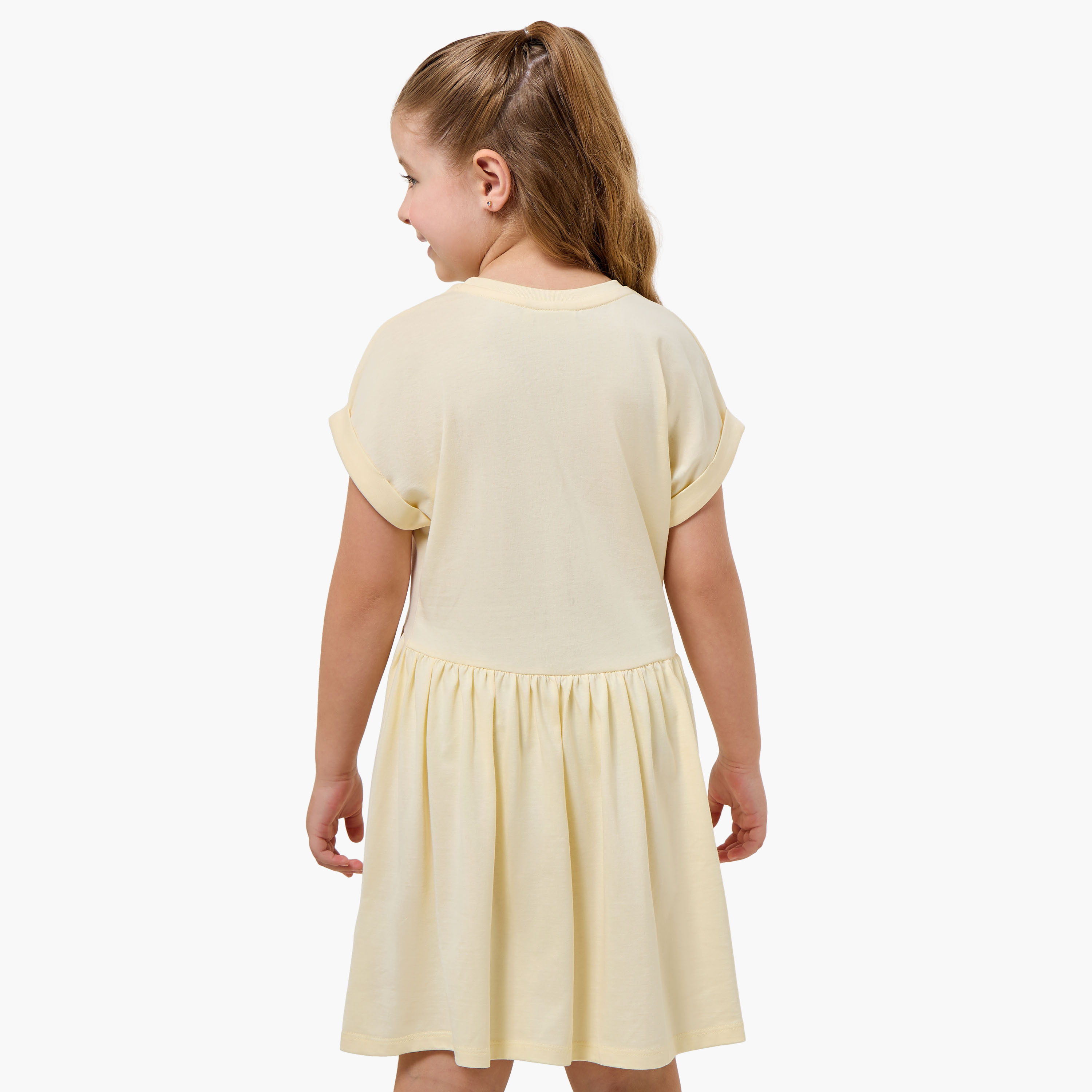 Juniors Round Neck Short Sleeves Knee Length A-line Dress with Ice Cream Print-girls-clothing-dressesandjumpsuits-image-3