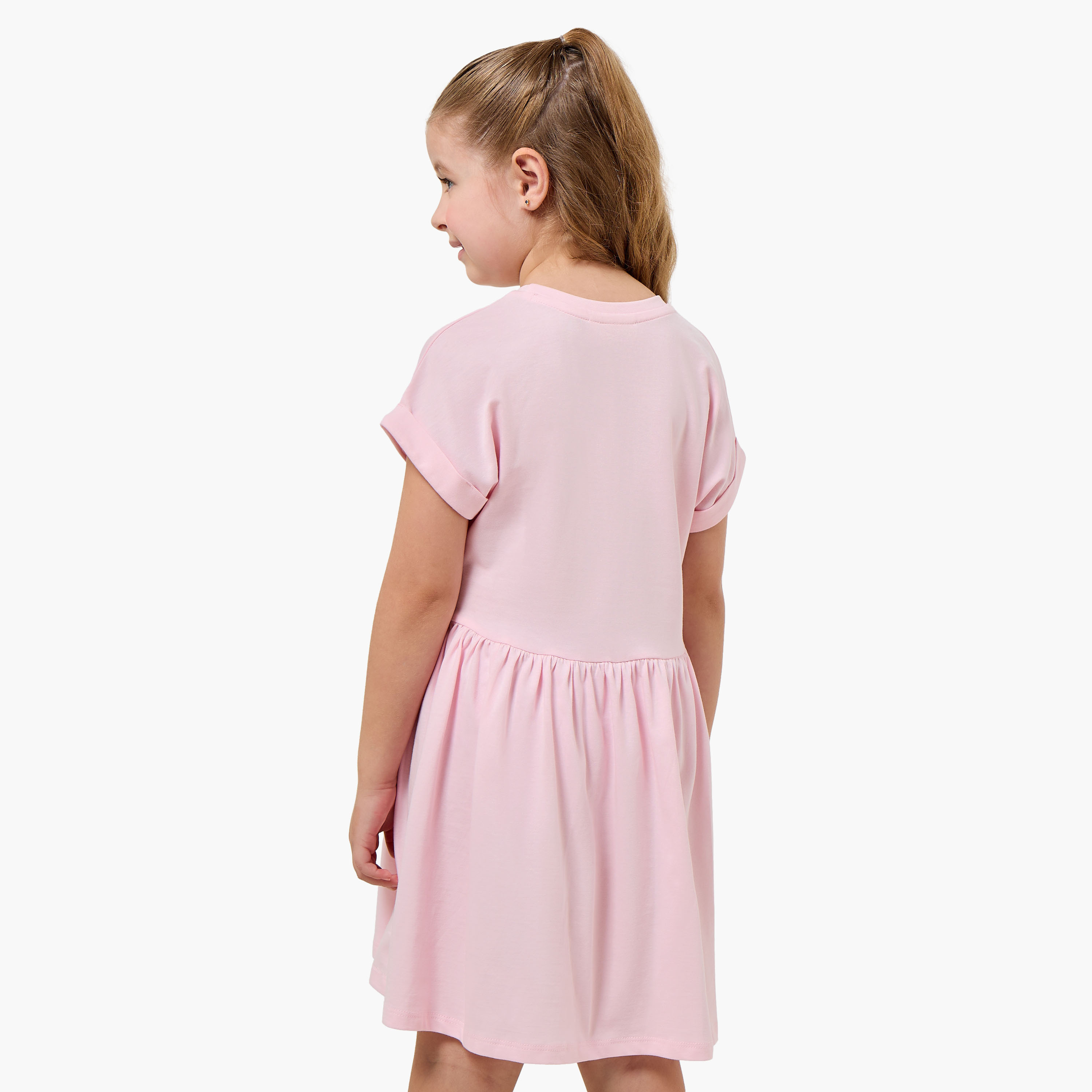 Juniors Round Neck Short Sleeves Knee Length A-line Dress with Unicorn Print-girls-clothing-dressesandjumpsuits-image-3
