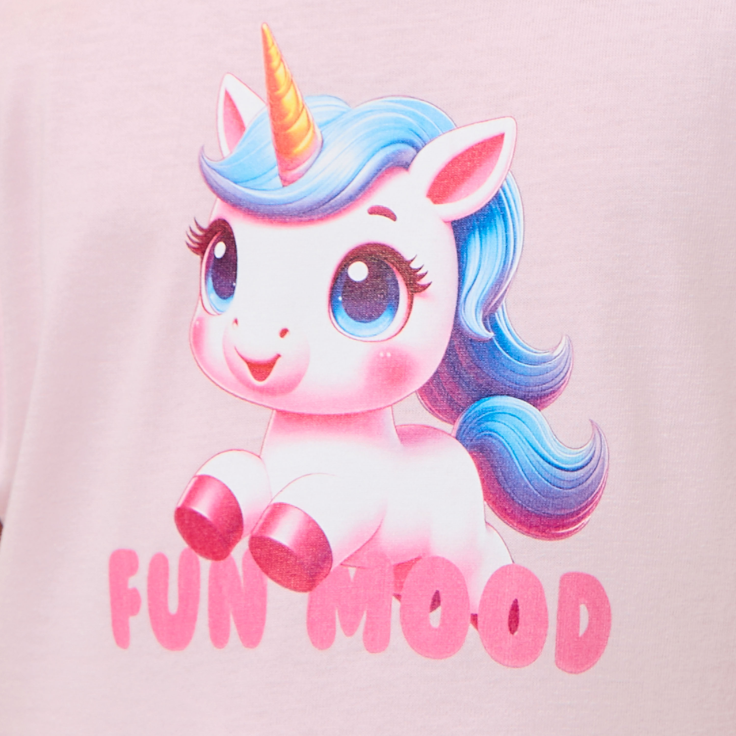 Juniors Round Neck Short Sleeves Knee Length A-line Dress with Unicorn Print-girls-clothing-dressesandjumpsuits-image-5