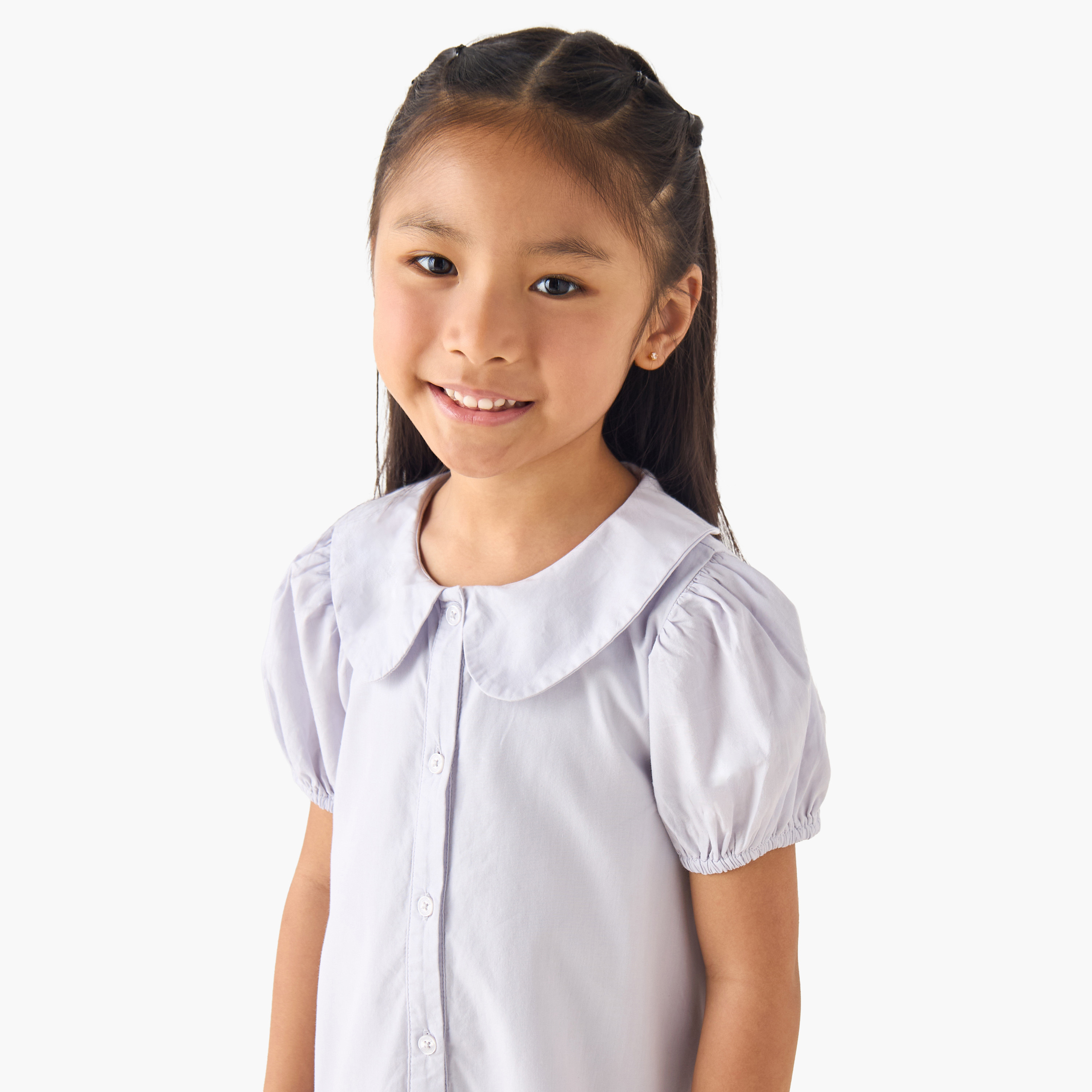 Juniors Peter Pan Collar Short Sleeves Drop Waist Dress with Ruffle Detail-girls-clothing-dressesandjumpsuits-image-4